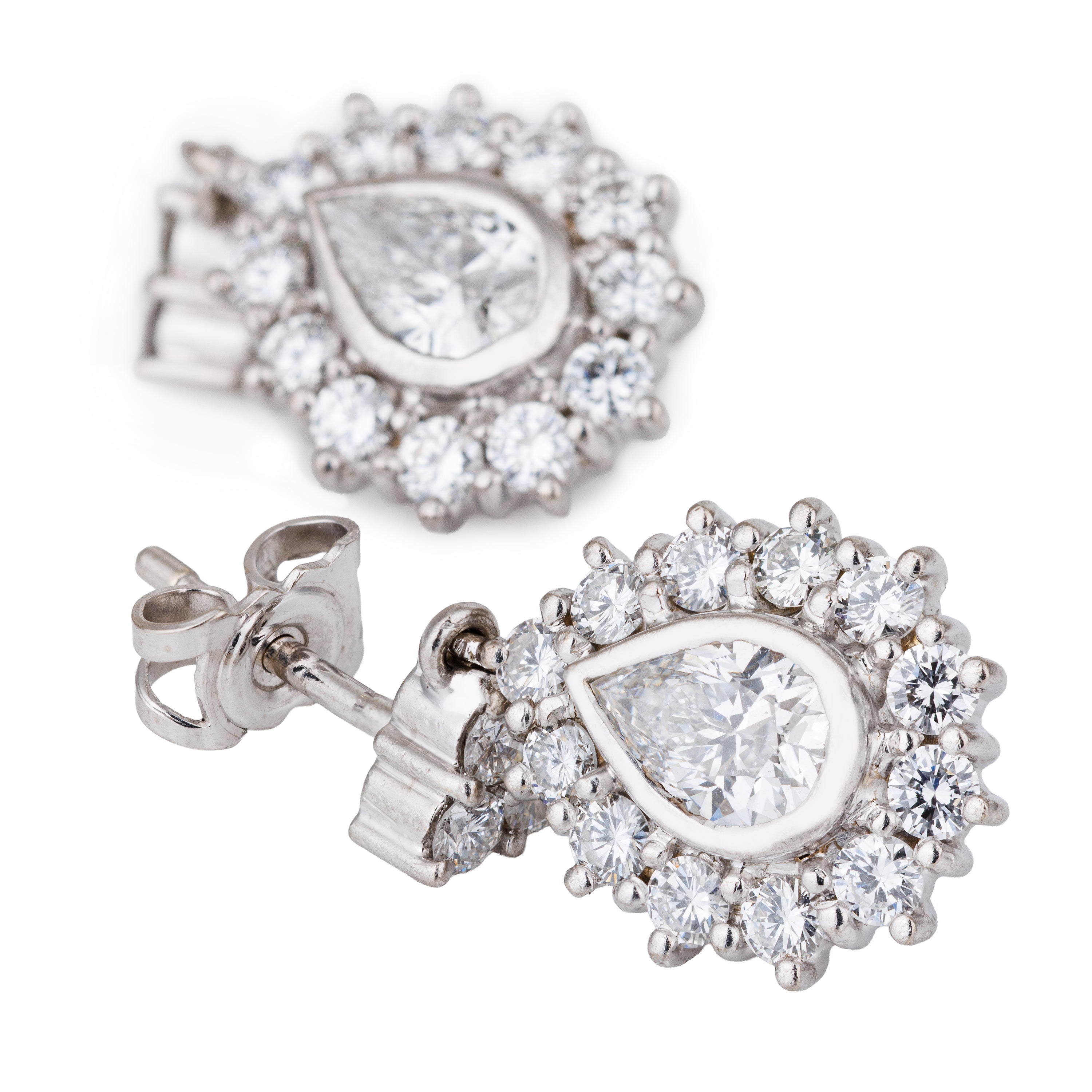 Diamond Tear Drop Earrings | 18k White Gold