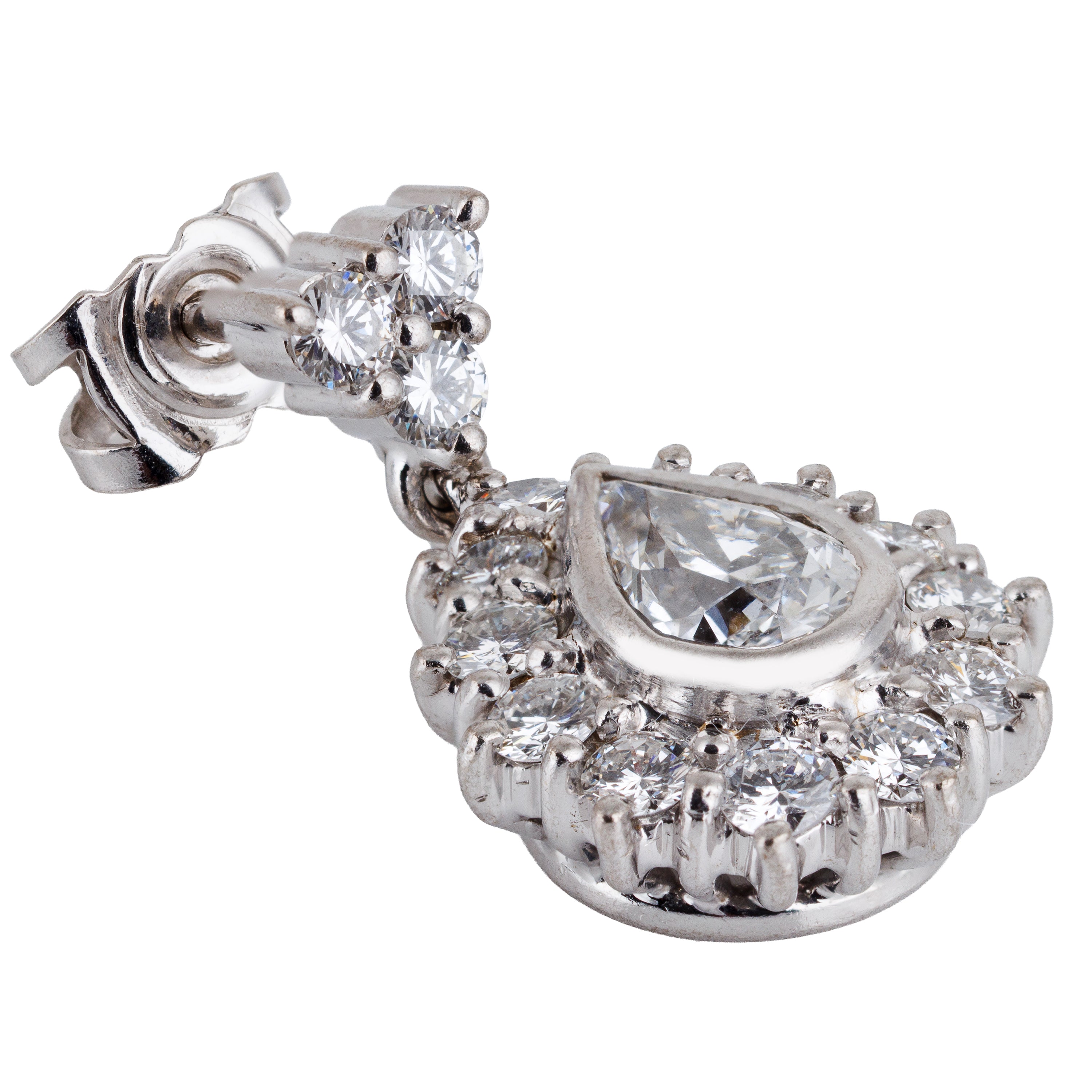 Diamond Tear Drop Earrings | 18k White Gold