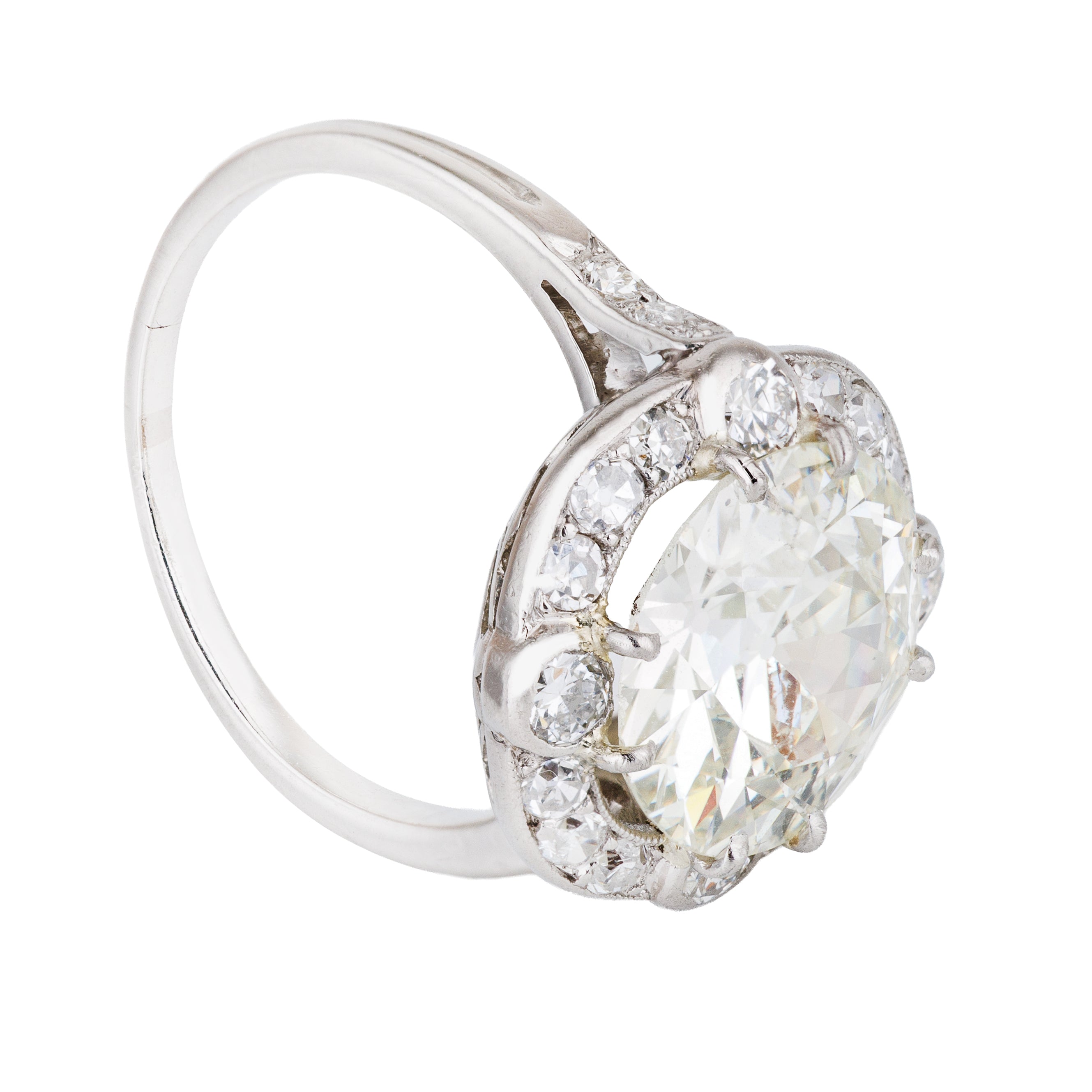 1920s Art Deco Old Cut Diamond Cluster Ring | 18k White Gold