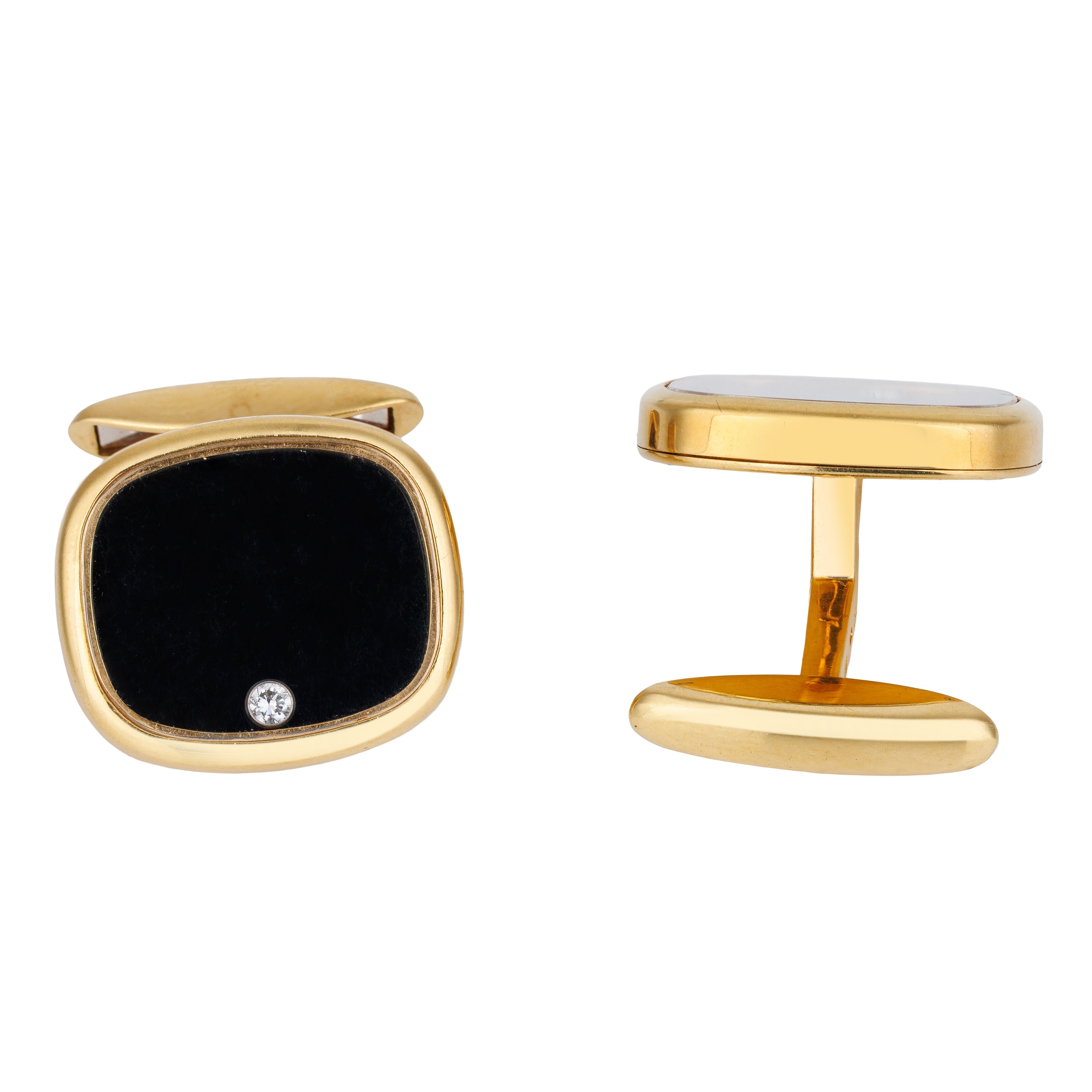 Chopard L.U.C Happy Diamonds Cufflinks | Black Enamel | 18k Yellow Gold