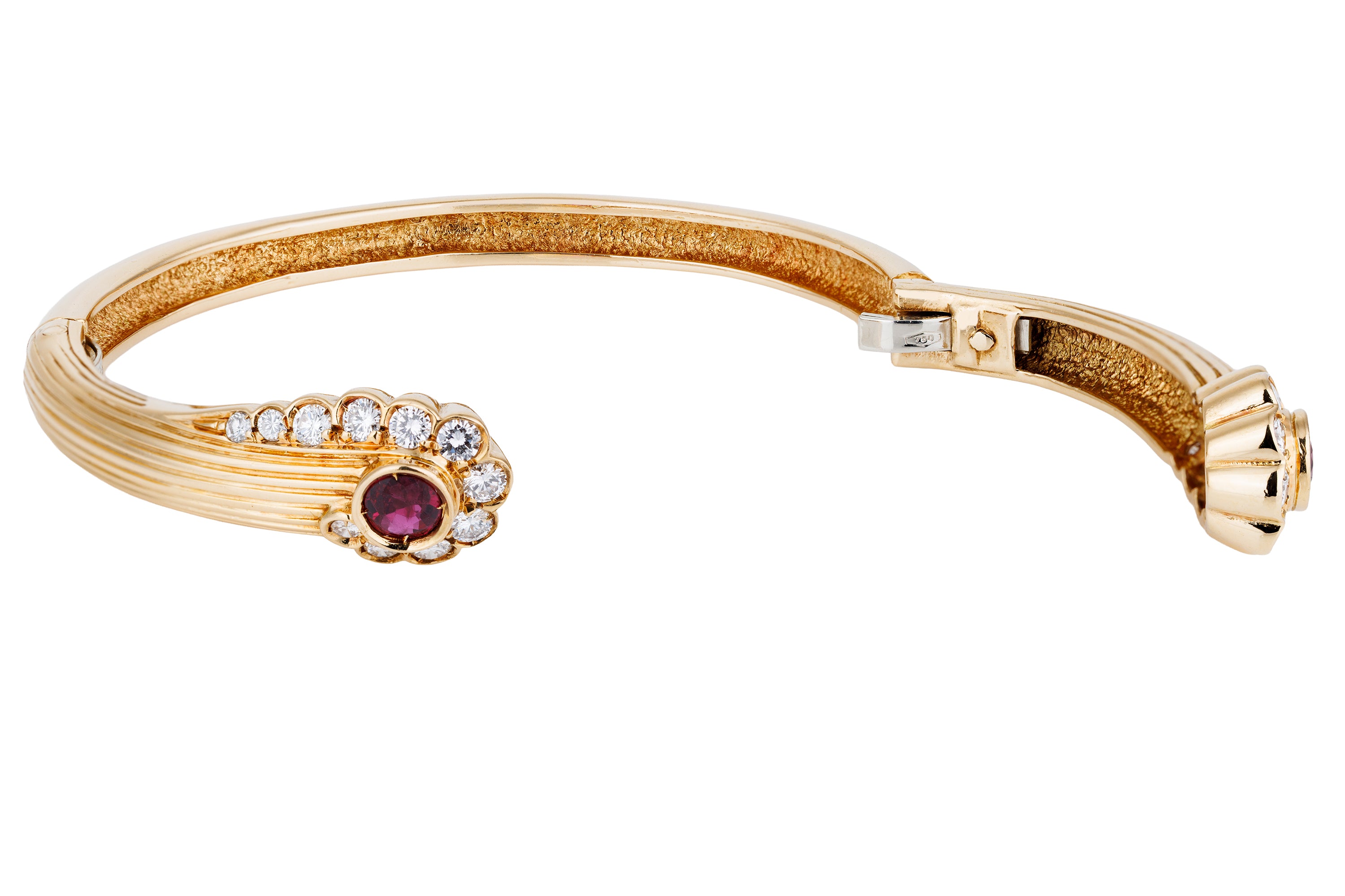 Ruby & Diamond Bangle Bracelet | 18k Yellow Gold