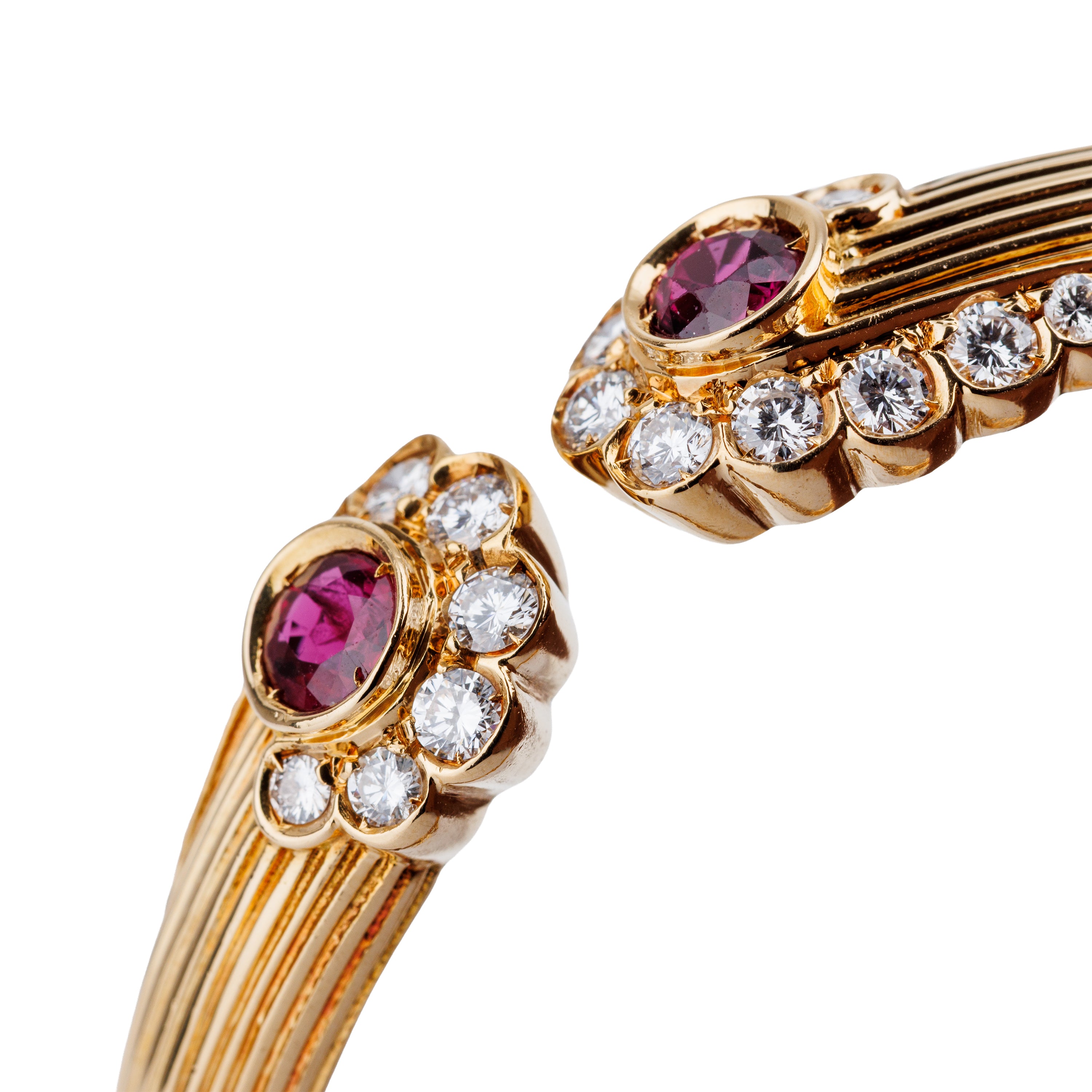 Ruby & Diamond Bangle Bracelet | 18k Yellow Gold