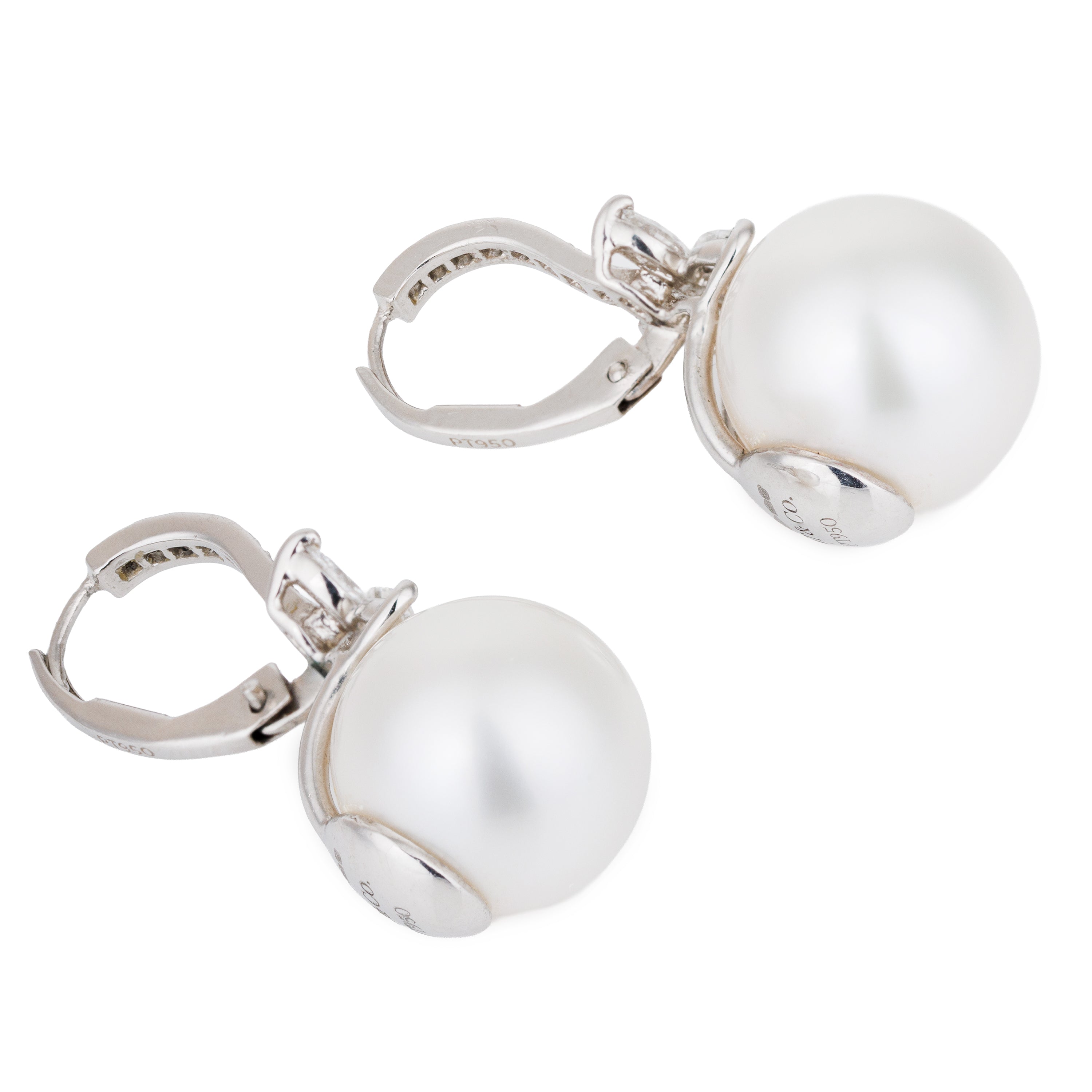 Tiffany & Co 'Victoria' Pearl & Diamond Drop Earrings | Platinum | PT950