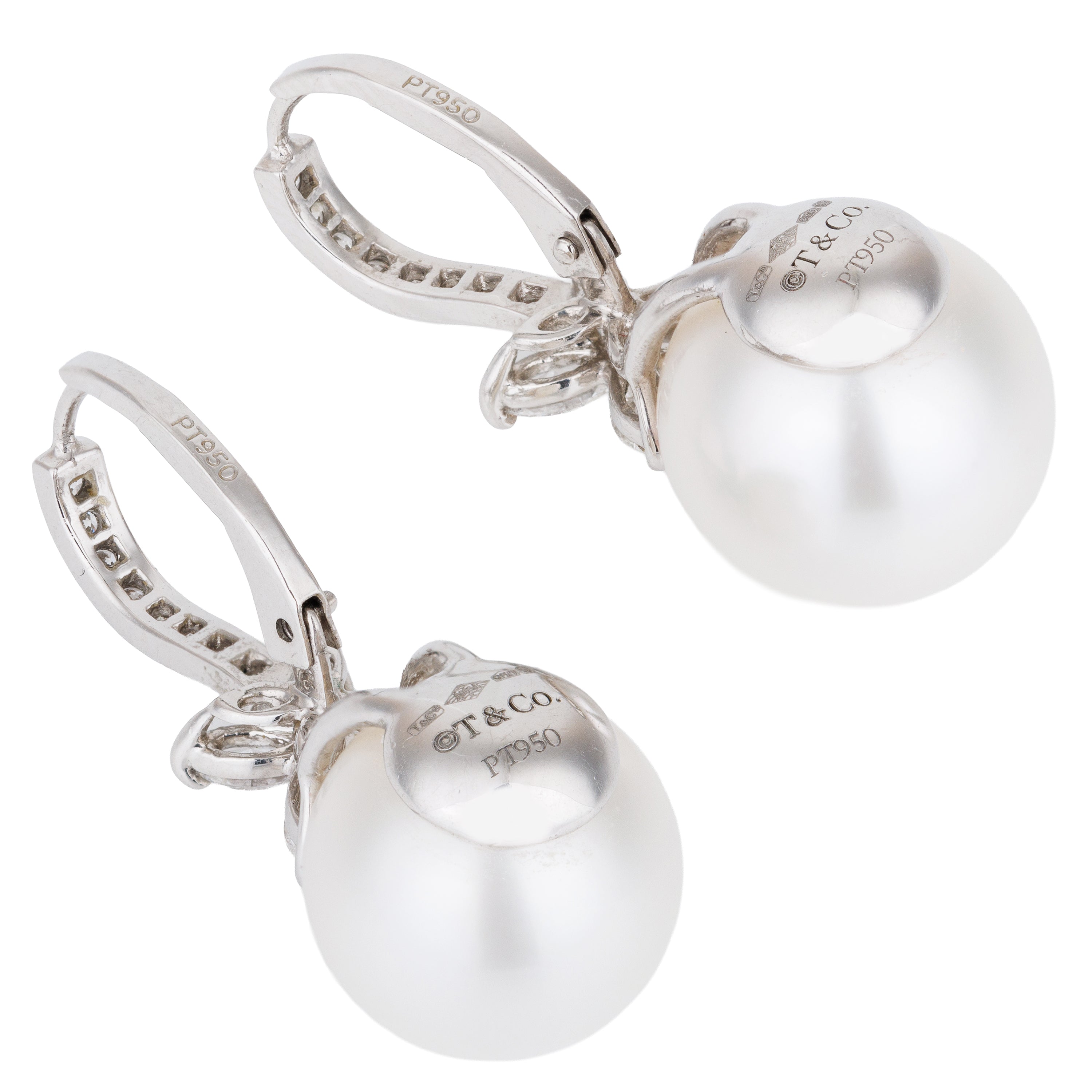Tiffany & Co 'Victoria' Pearl & Diamond Drop Earrings | Platinum | PT950