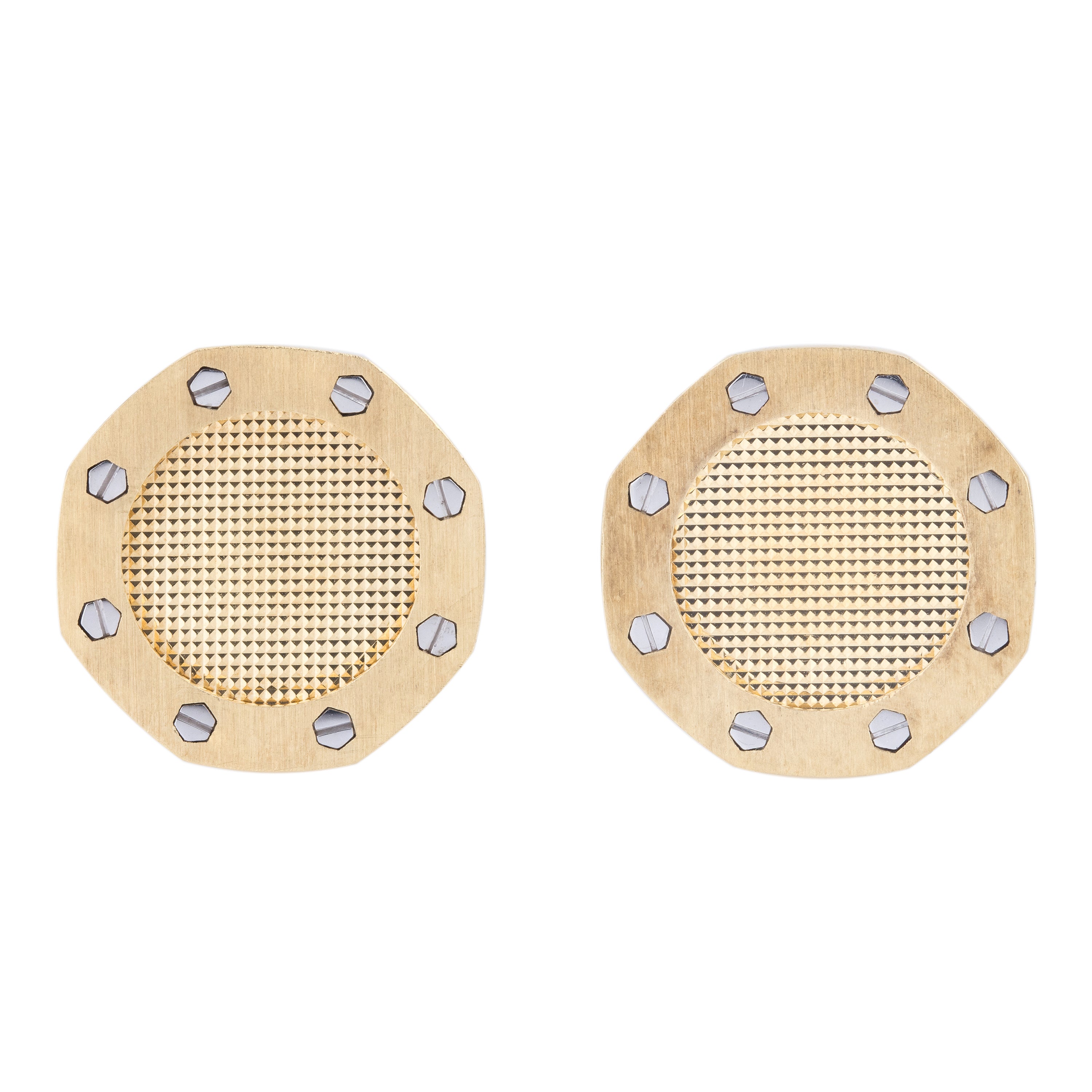 Audemars Piguet Royal Oak Cufflinks | Tapisserie Motif | 18k Yellow Gold | 1990's