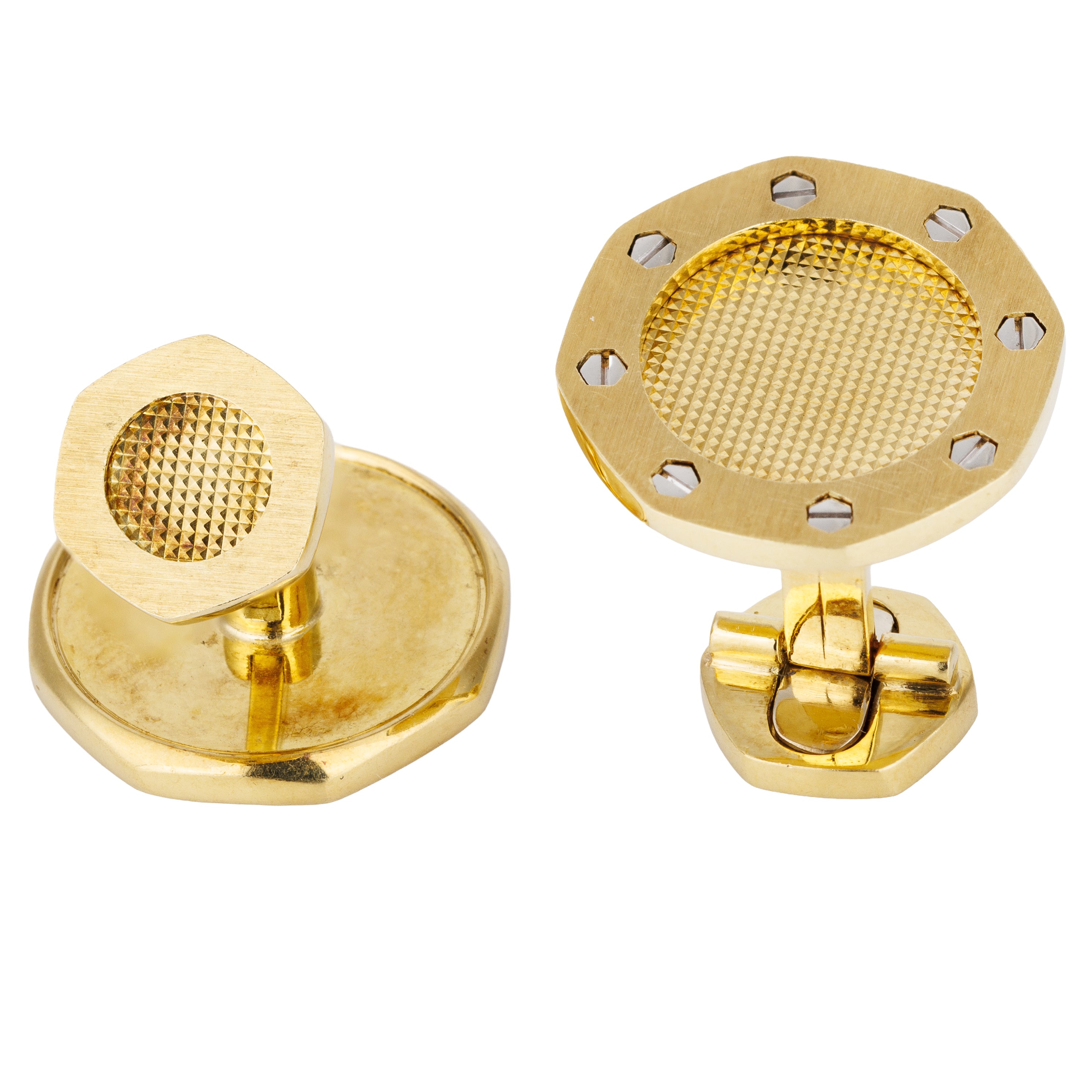 Audemars Piguet Royal Oak Cufflinks | Tapisserie Motif | 18k Yellow Gold | 1990's