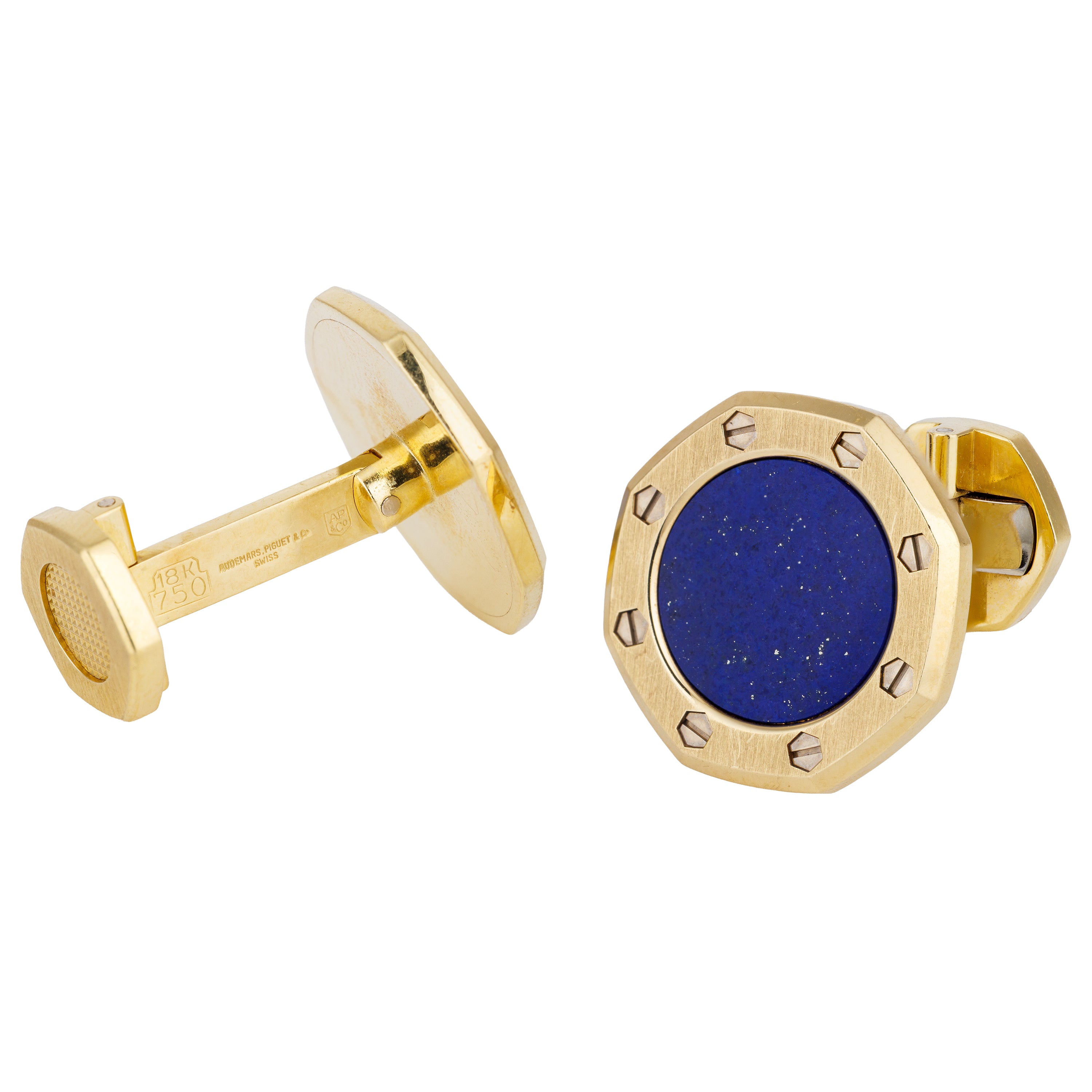 Audemars Piguet Royal Oak Cufflinks | Lapis Lazuli | 18k Yellow Gold | 1990's