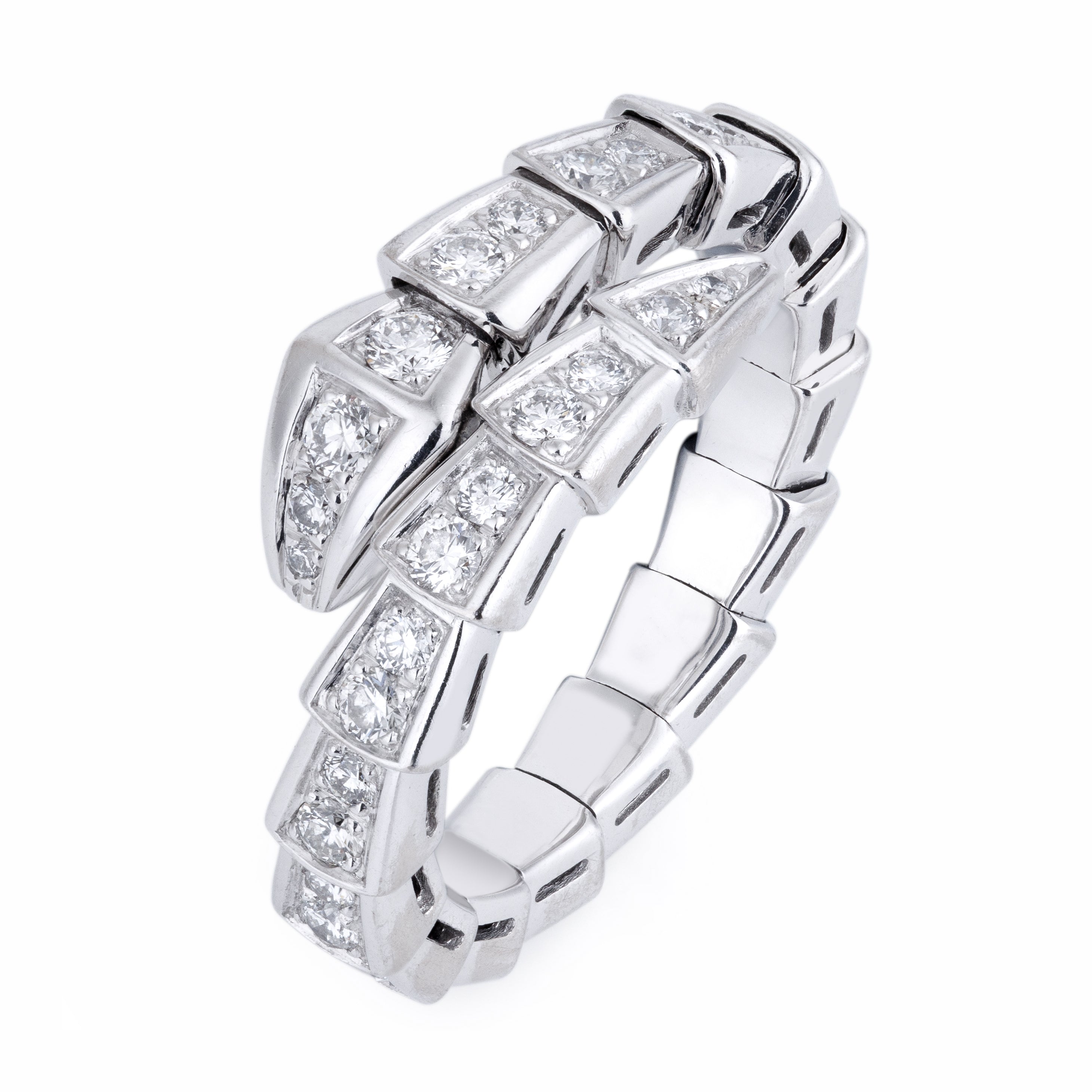 Bvlgari Serpenti Viper Ring | Pavé Diamond | 18k White Gold