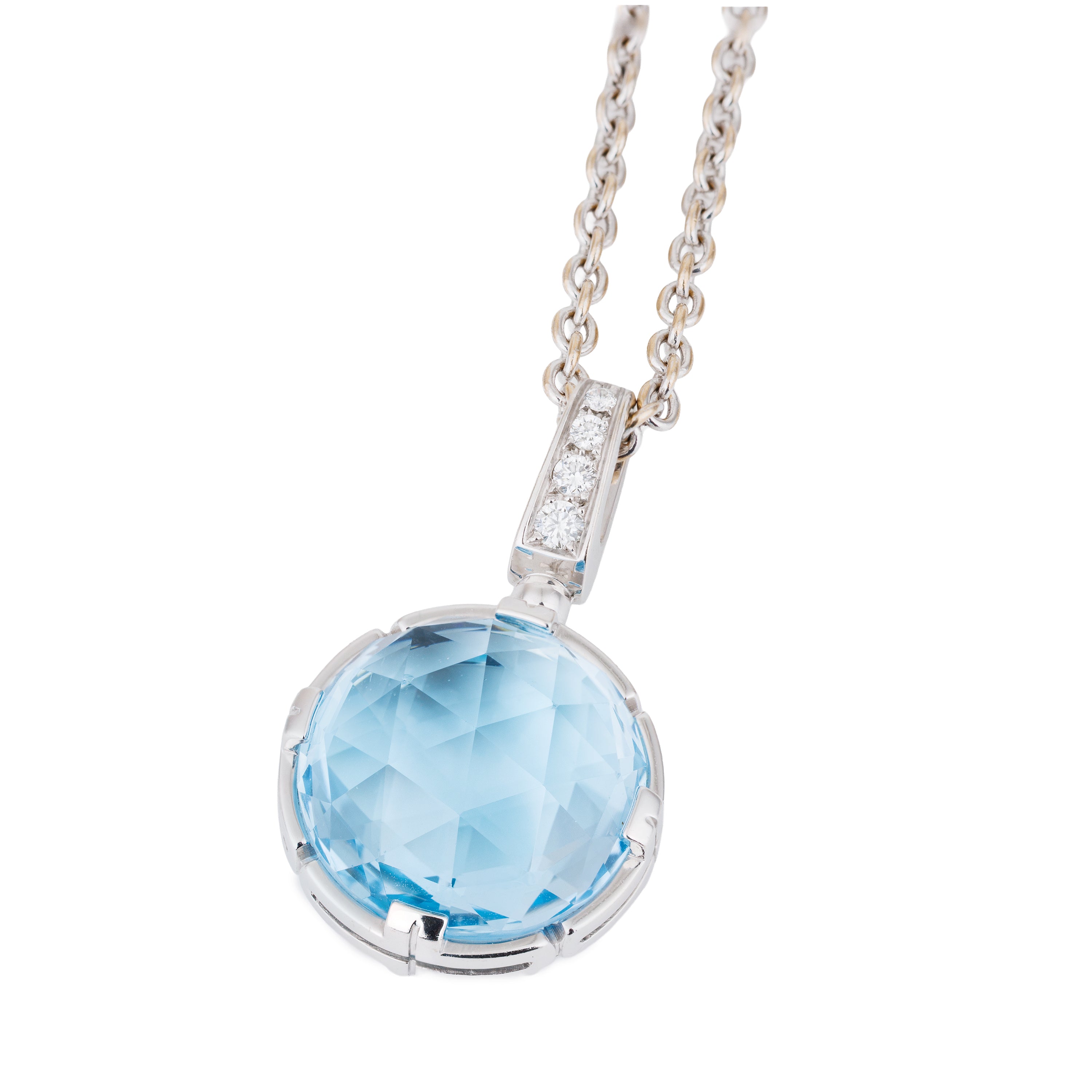 Bvlgari Parentesi Set | Blue Topaz & Diamond | Necklace, Ring & Earrings | 18k White Gold