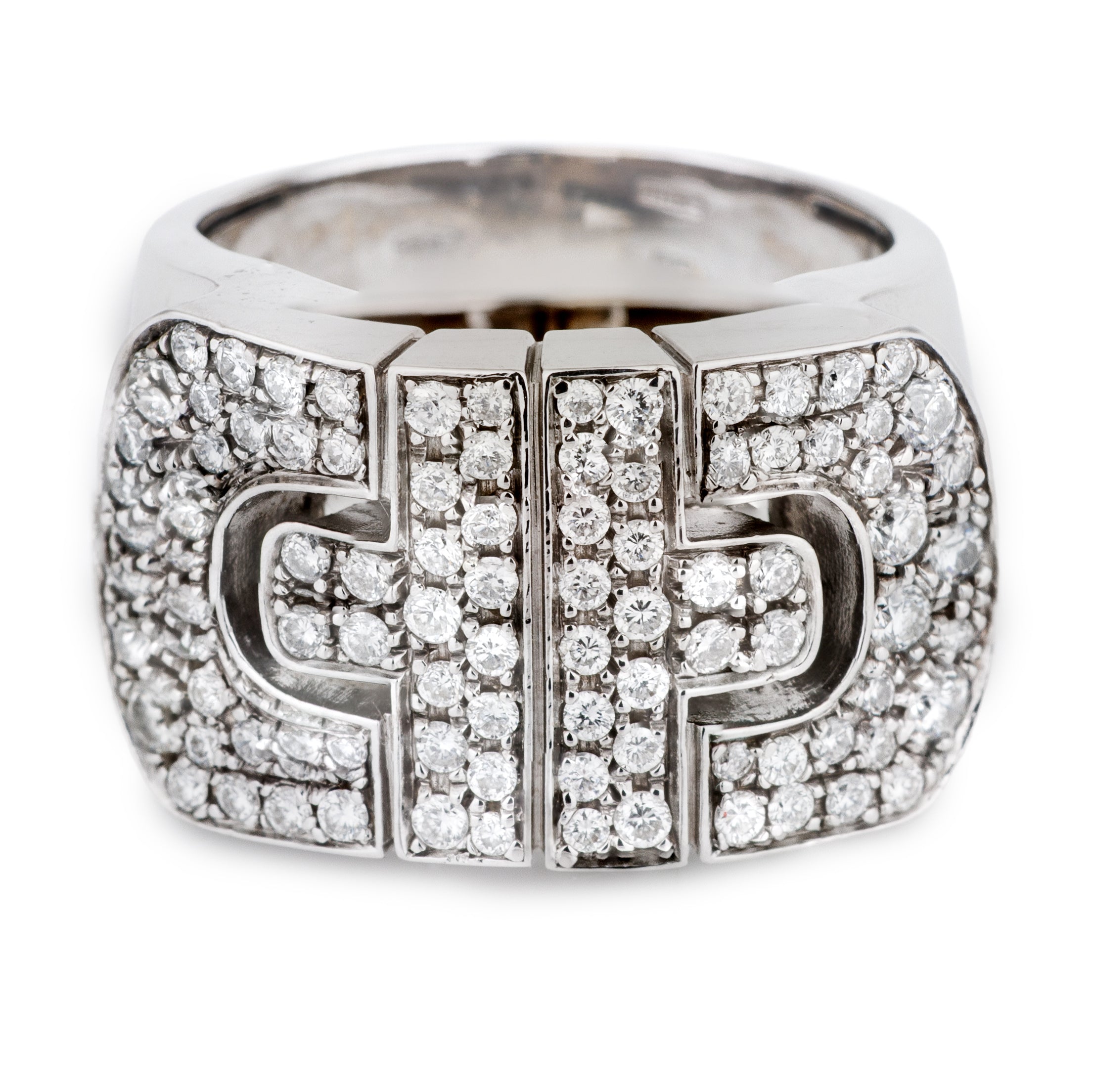 Bvlgari Parentesi Ring | Pavé Diamonds | 18k White Gold