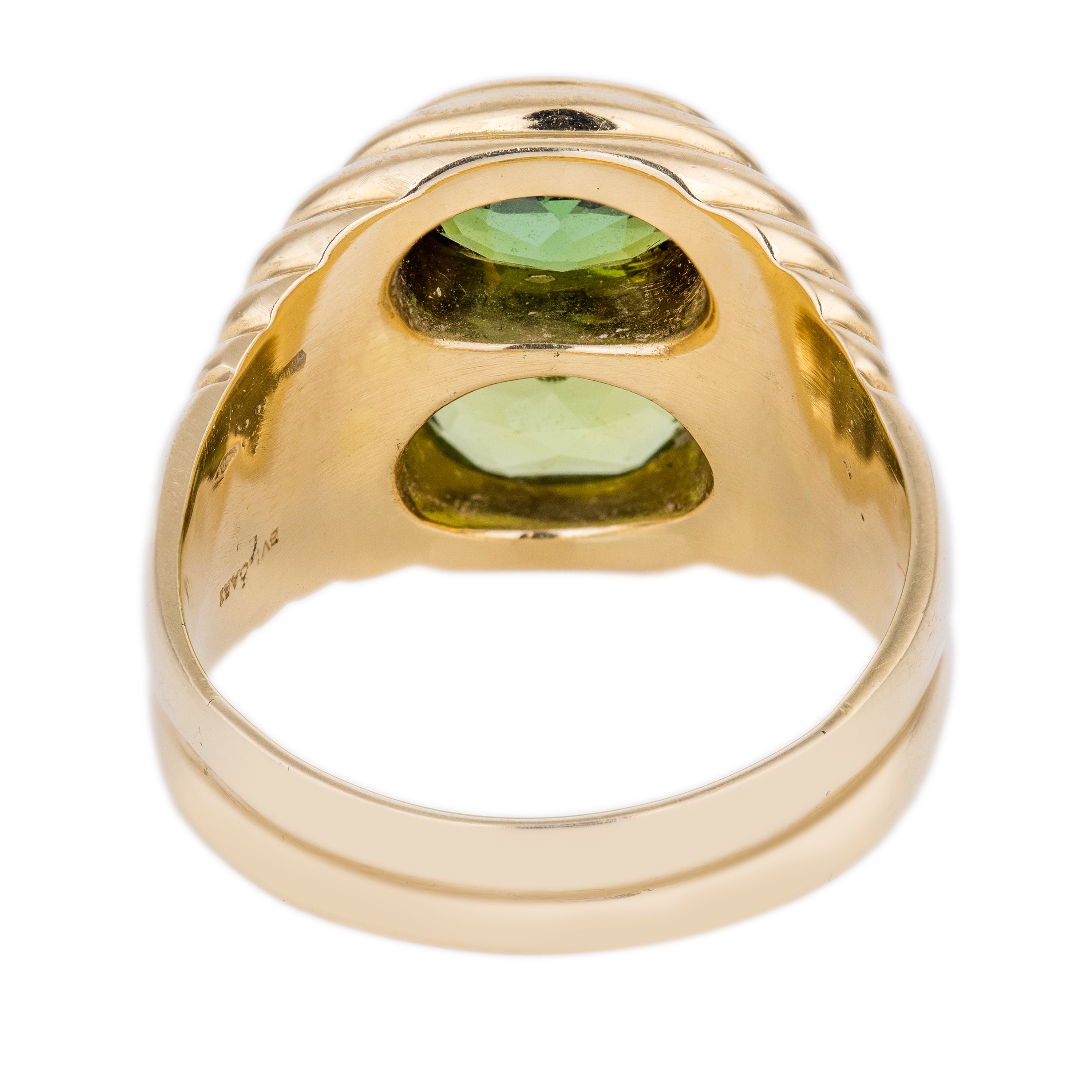 Bvlgari Doppio Baccellato Ring | Peridot & Green Tourmaline | 18k Yellow Gold | 1980's