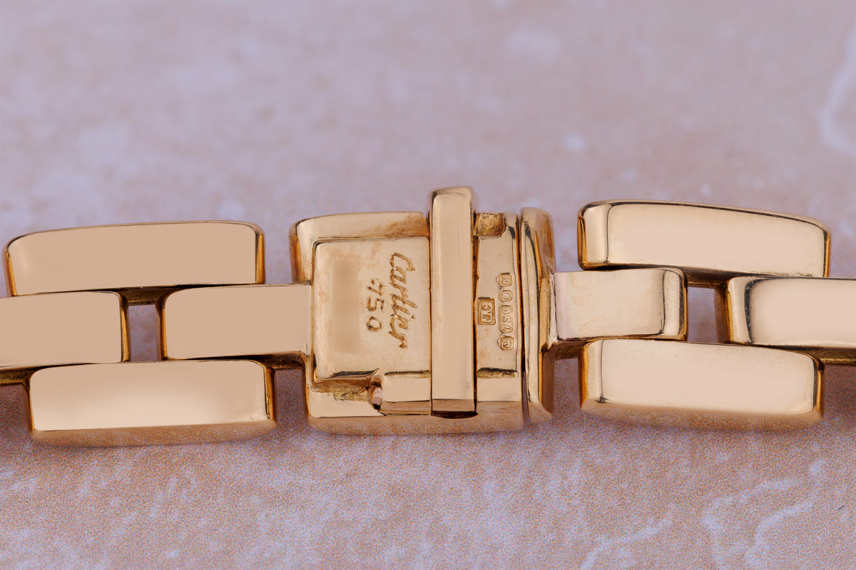 Vintage 1990's Cartier Maillon Panthère Étrier Diamond Necklace in 18k Yellow Gold