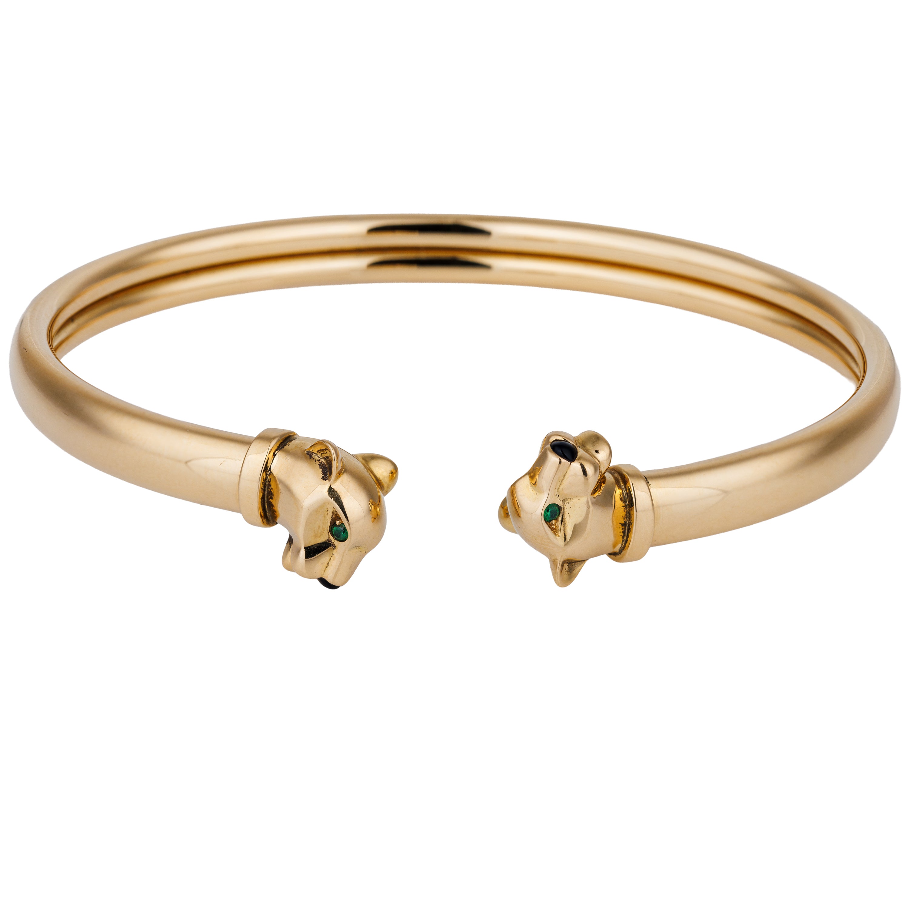 Cartier | Panthère de Cartier Bracelet | Tsavorite Garnets & Onyx | 18k Yellow Gold | Size 19 | Box & Paper | 2019