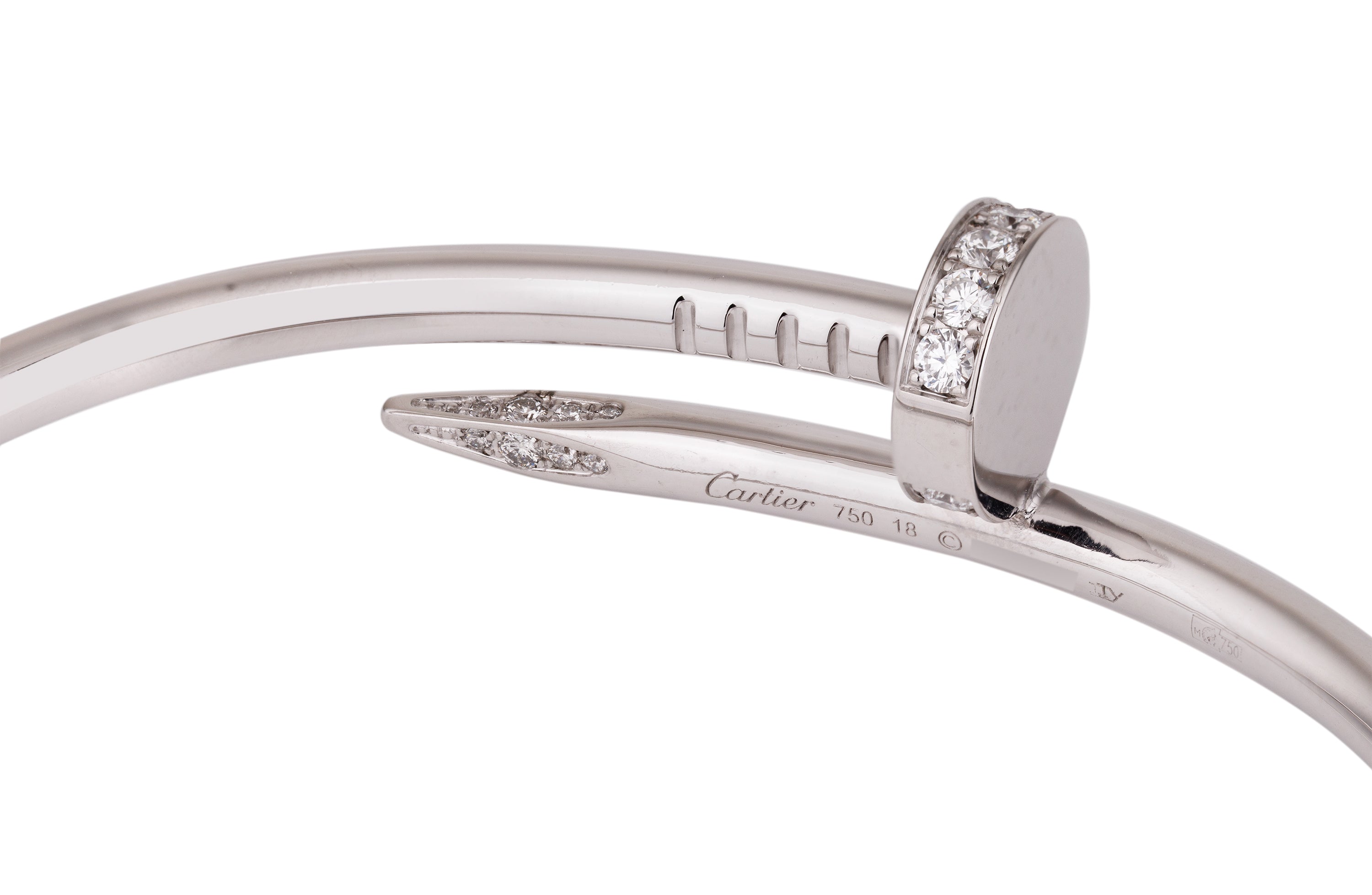 Cartier Juste Un Clou Diamond Bracelet, Classic Model, Size 18 | 18k White Gold
