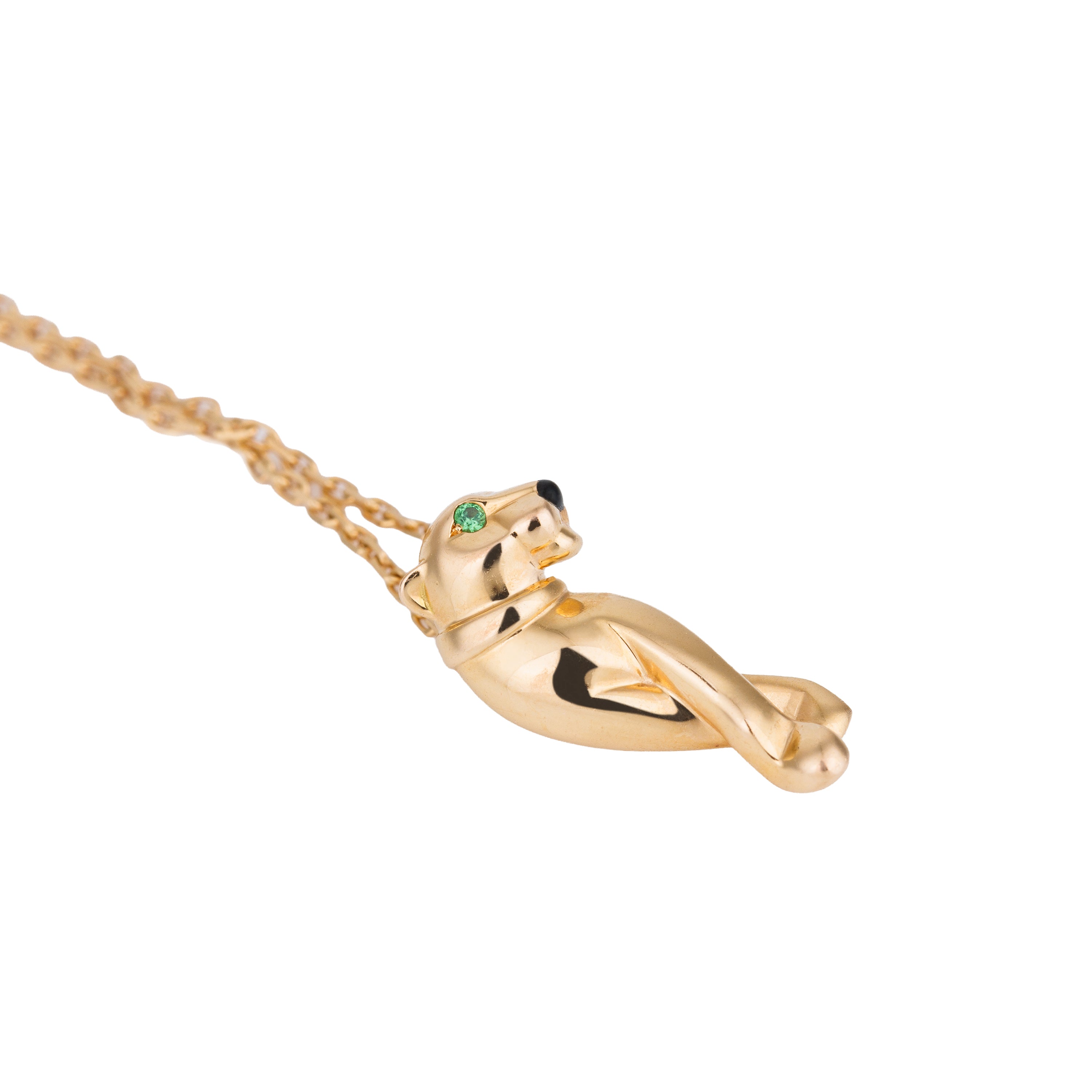 Cartier Panthère de Cartier Pendant Necklace | Tsvaorite Garnet & Onyx | 18k Rose Gold | Papers