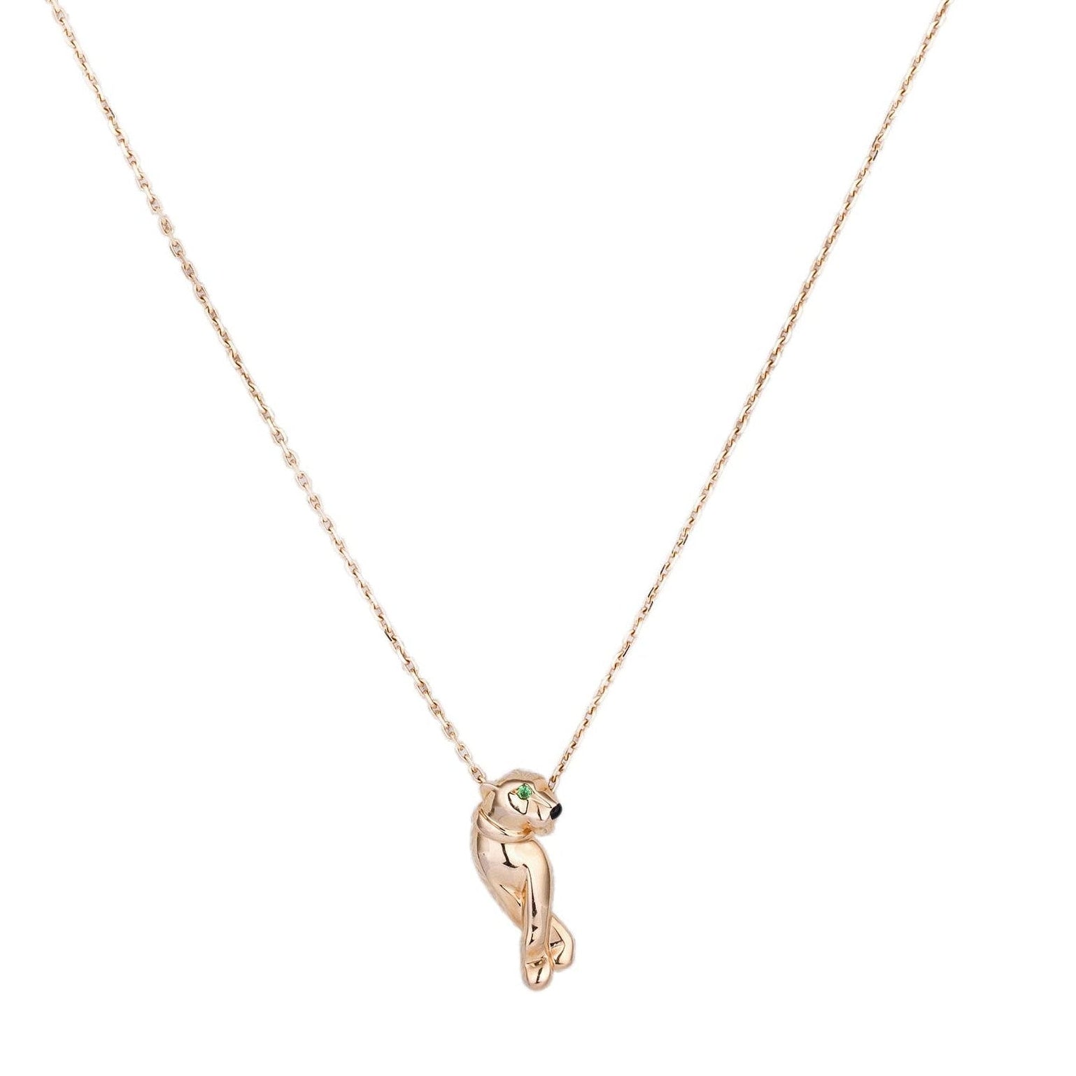 Cartier Panthère de Cartier Pendant Necklace | Tsvaorite Garnet & Onyx | 18k Rose Gold | Papers