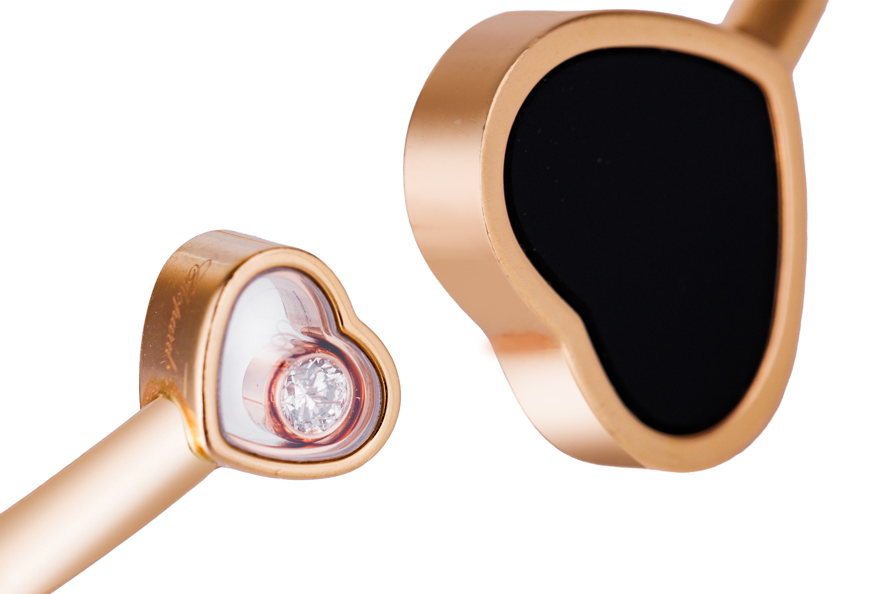 Chopard Happy Hearts Onyx Bangle Bracelet | 18k Rose Gold