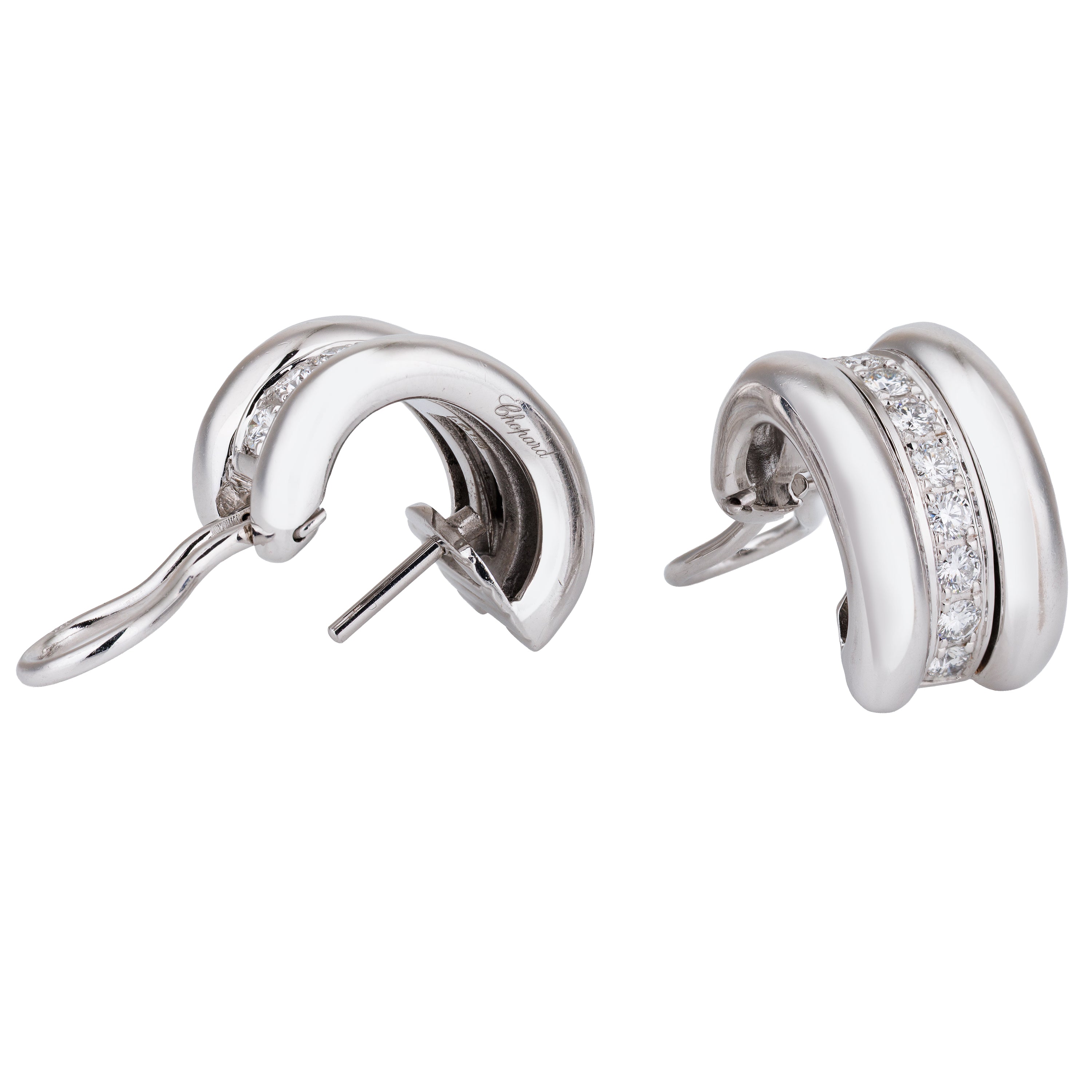 Chopard La Strada Diamond Mini Hoop Earrings | 18k White Gold