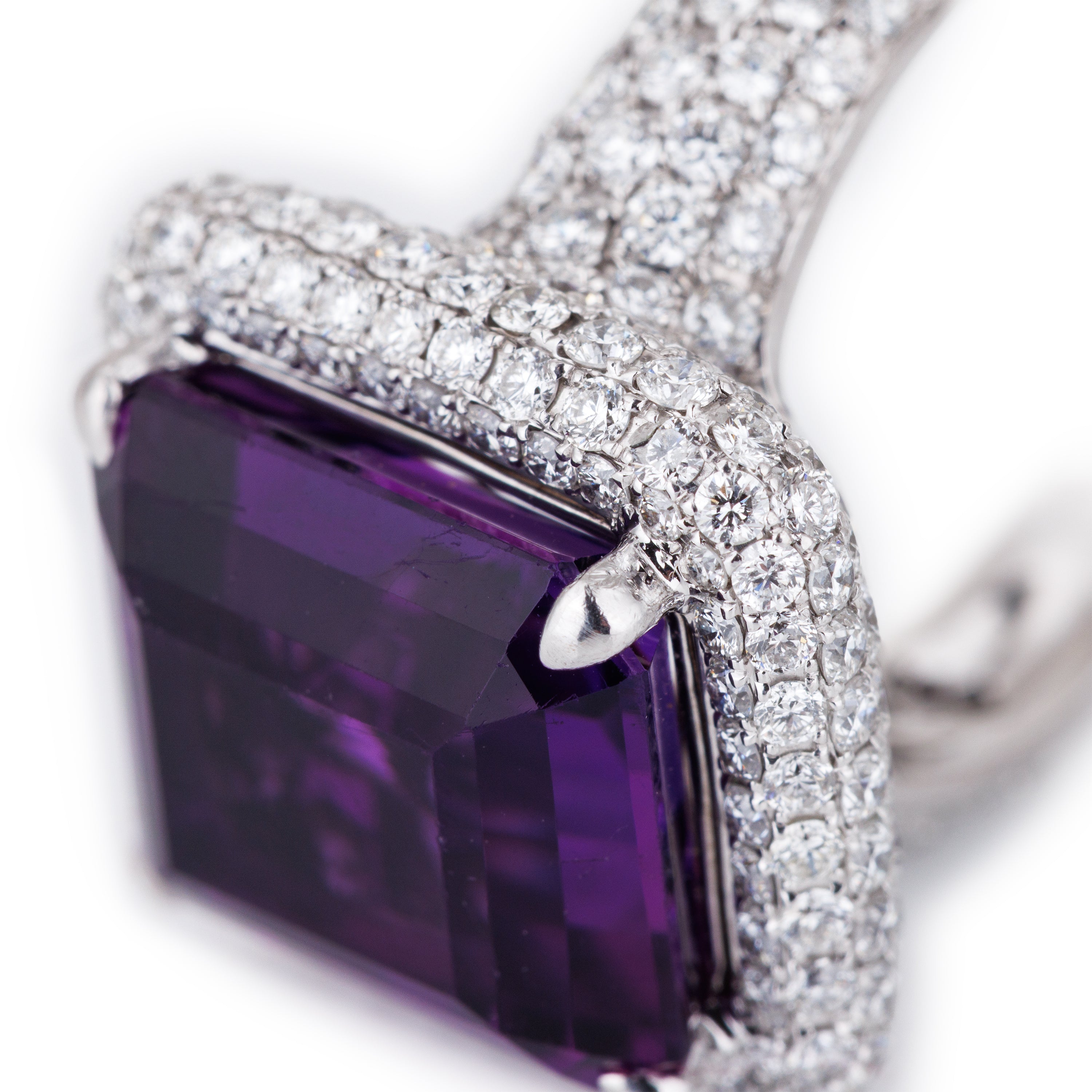 Amethyst & Pavé Diamond Cocktail Ring | 18k White Gold