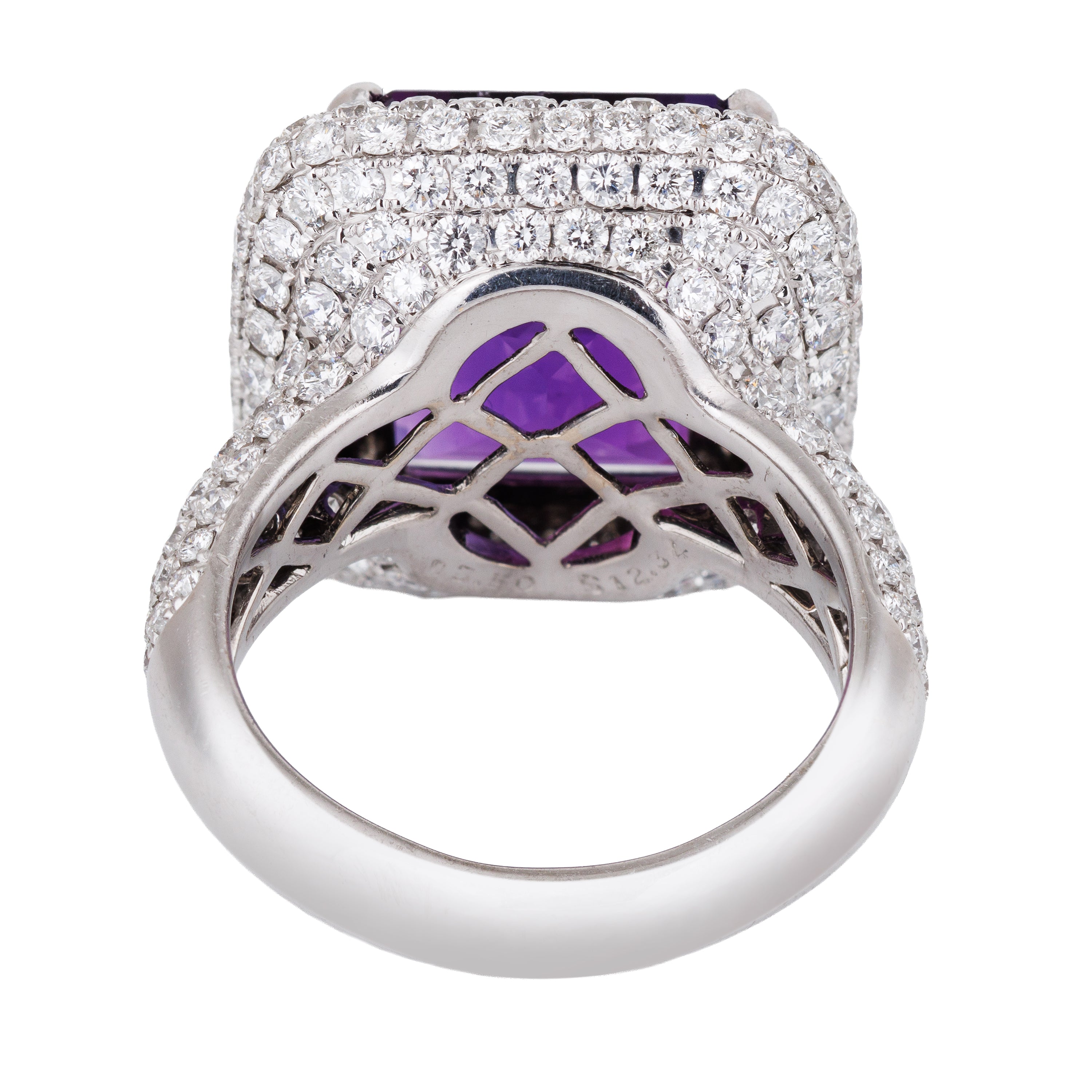 Amethyst & Pavé Diamond Cocktail Ring | 18k White Gold