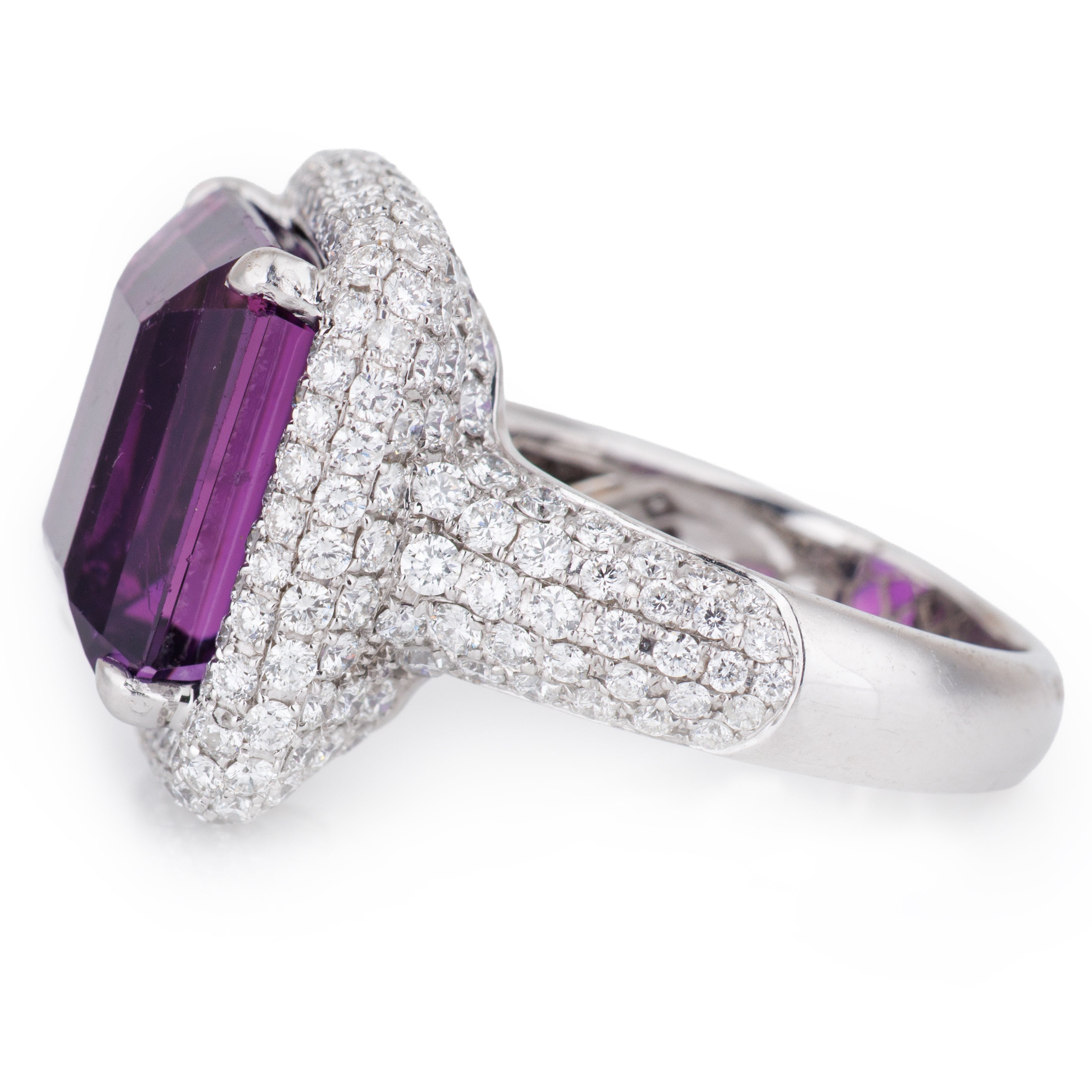Amethyst & Pavé Diamond Cocktail Ring | 18k White Gold