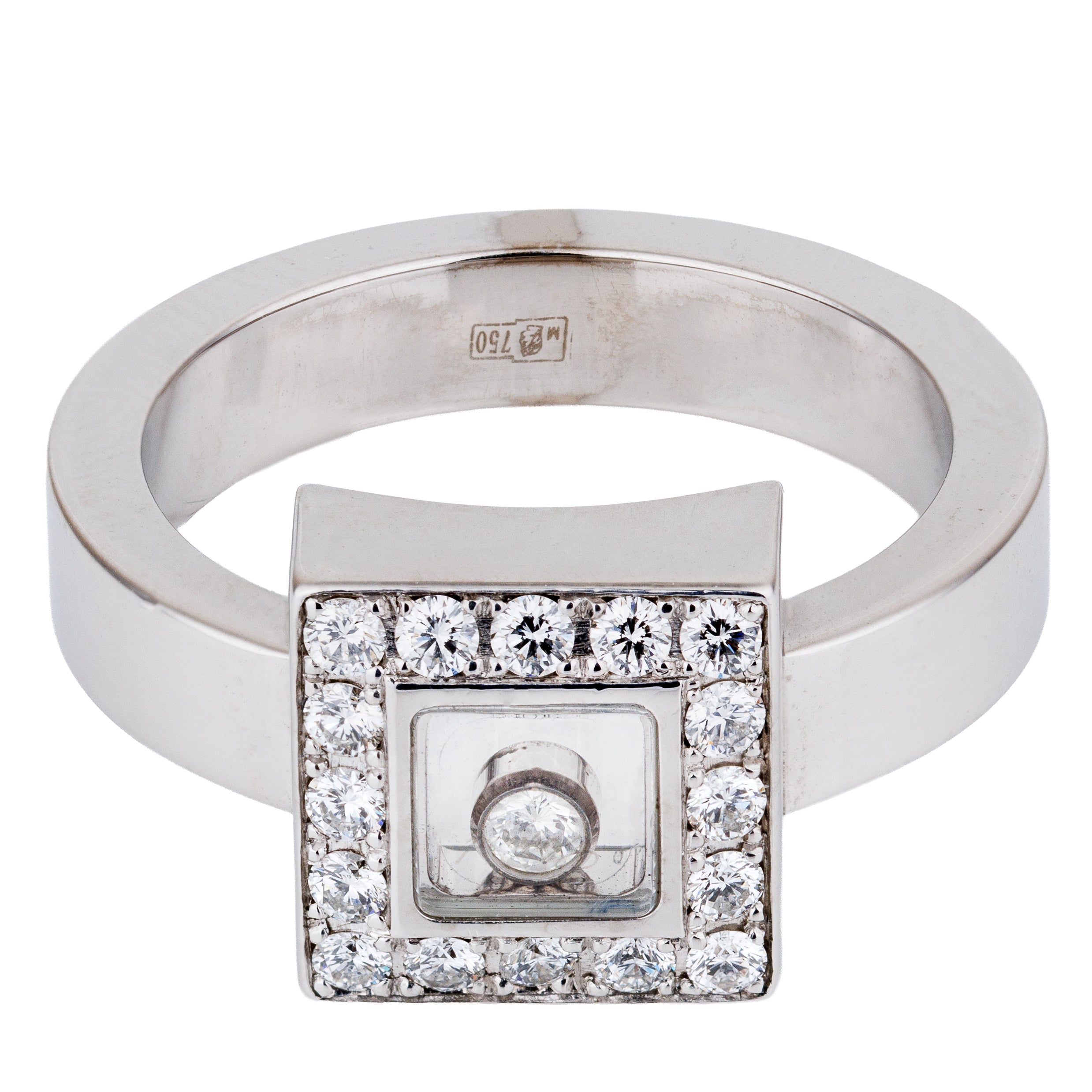 Chopard Happy Diamonds Square Ring | 18k White Gold