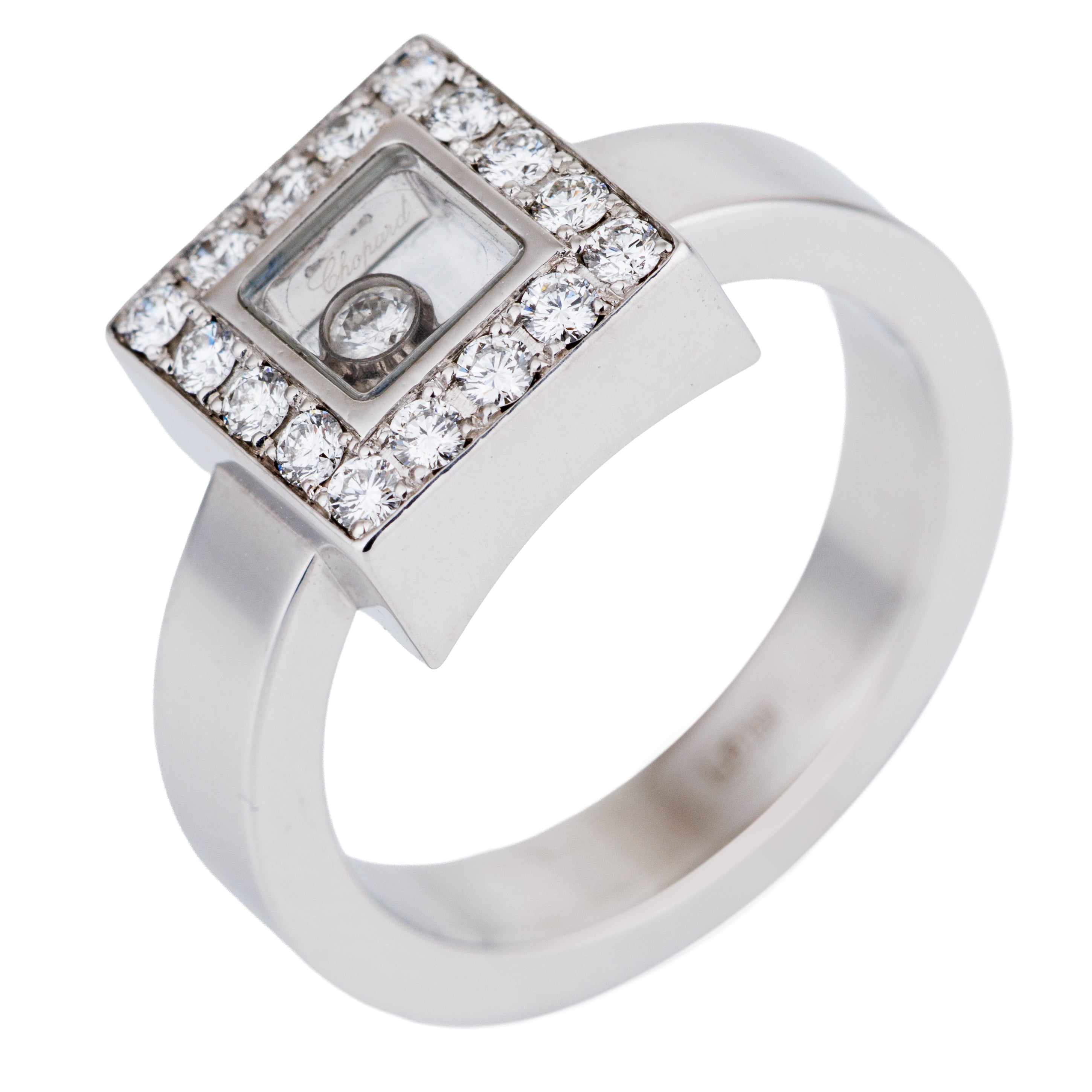 Chopard Happy Diamonds Square Ring | 18k White Gold