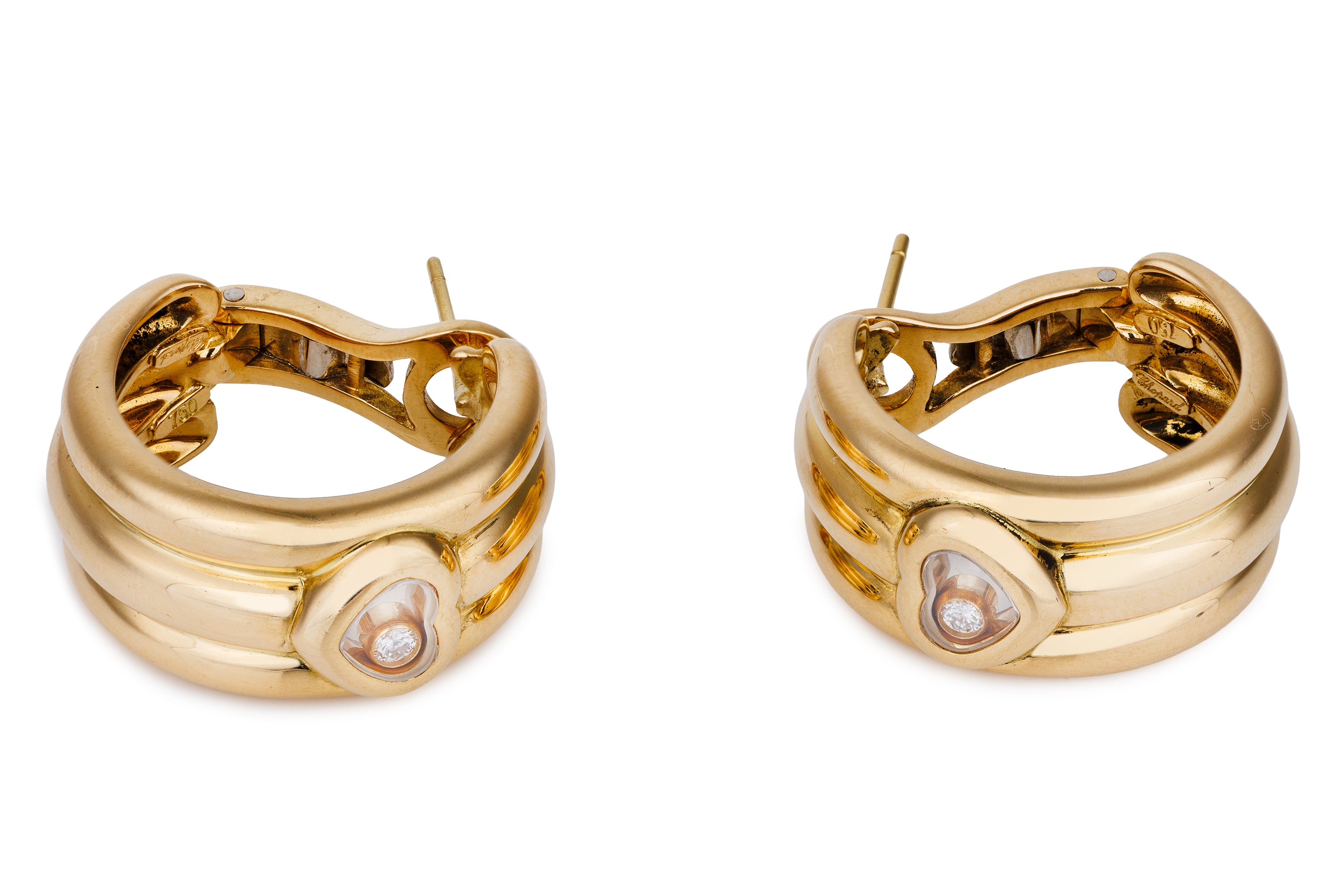 Chopard Happy Diamond Heart-Shaped Hoop Earrings | Diamonds | 18k Yellow Gold