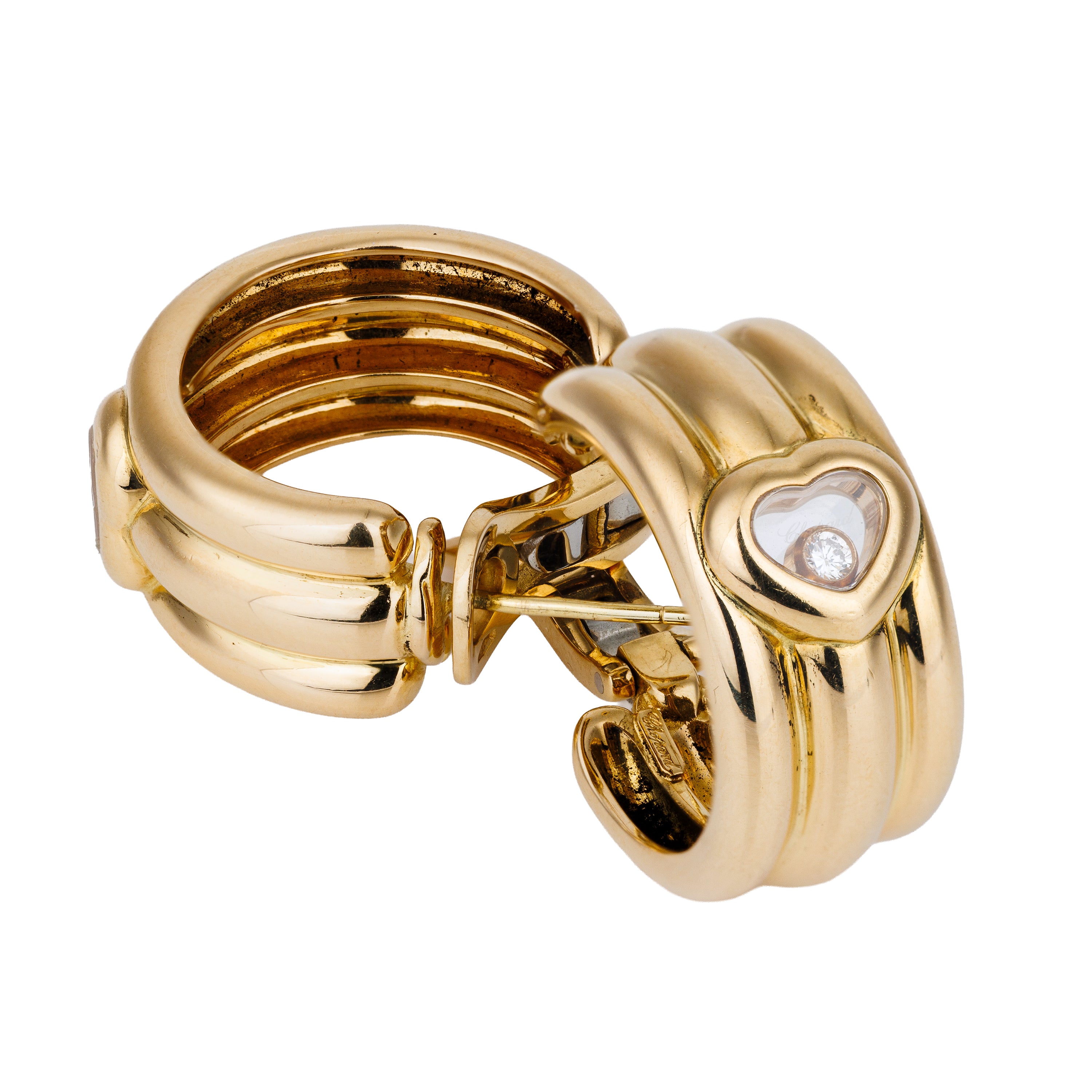 Chopard Happy Diamond Heart-Shaped Hoop Earrings | Diamonds | 18k Yellow Gold