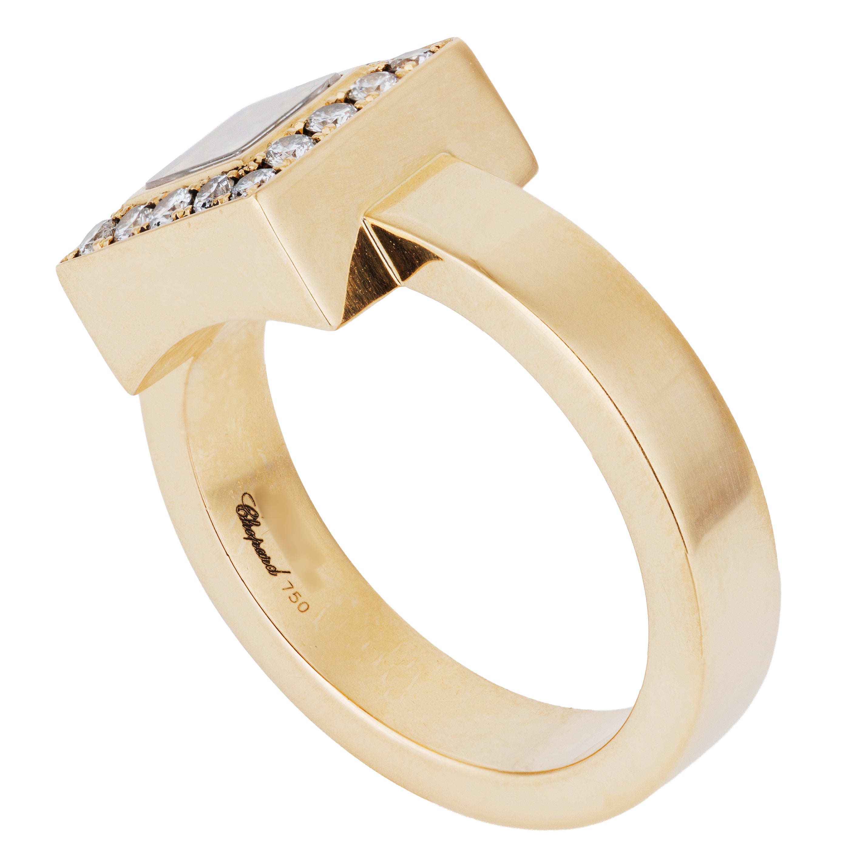 Chopard Happy Diamonds Square Ring | 18k Yellow Gold | Size 52