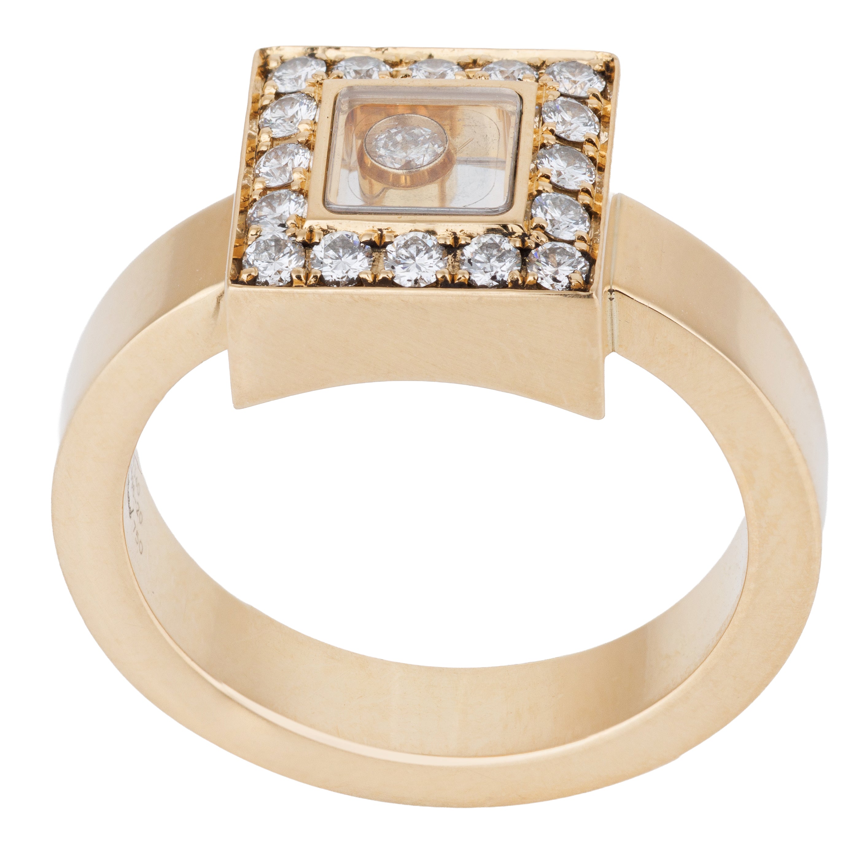 Chopard Happy Diamonds Square Ring | 18k Yellow Gold | Size 52