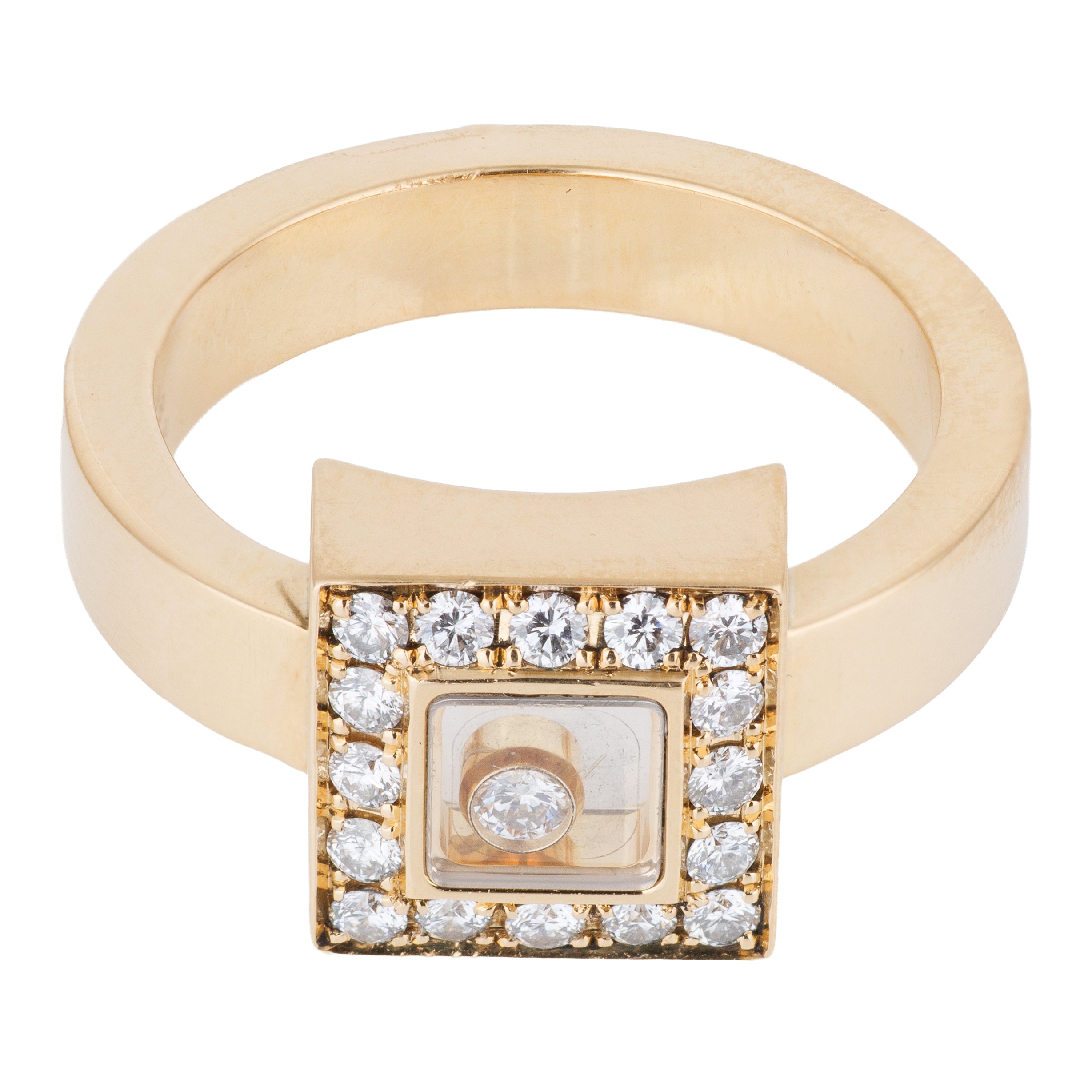 Chopard Happy Diamonds Square Ring | 18k Yellow Gold | Size 52