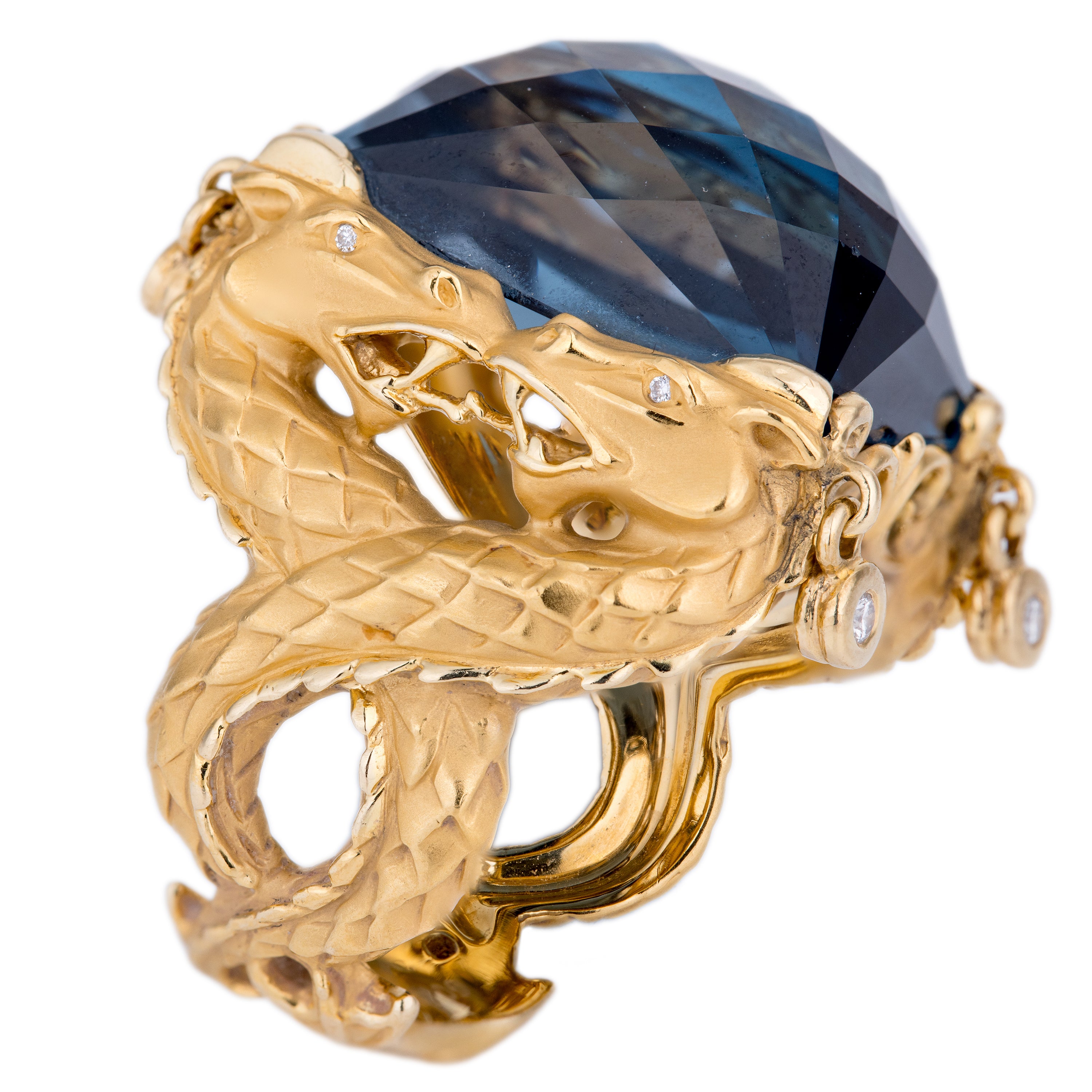 Carrera y Carrera | Nankin Blue Topaz & Diamond Ring | 18k Yellow Gold