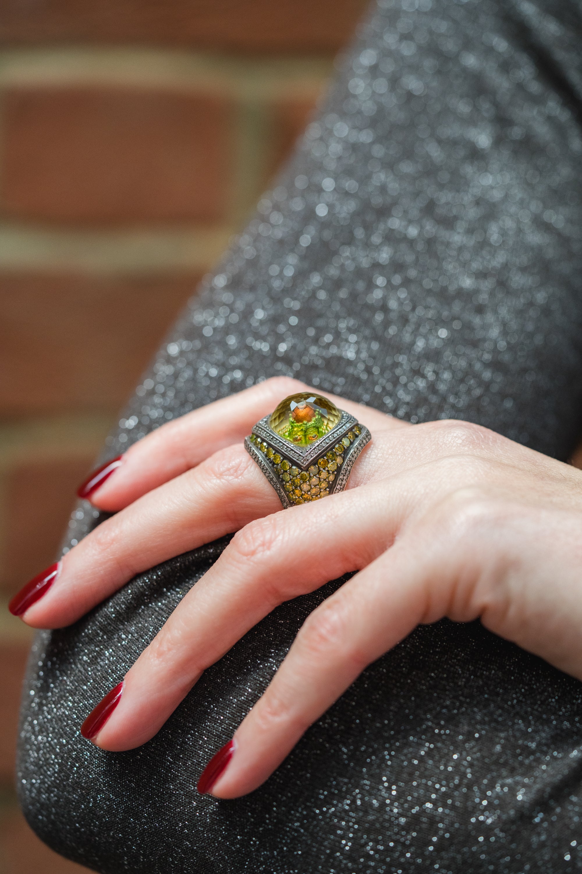 Sevan Bıçakçı Mosque Ring | Citrine & Pavé Diamonds | 8 & 24k White & Yellow Gold | 2007