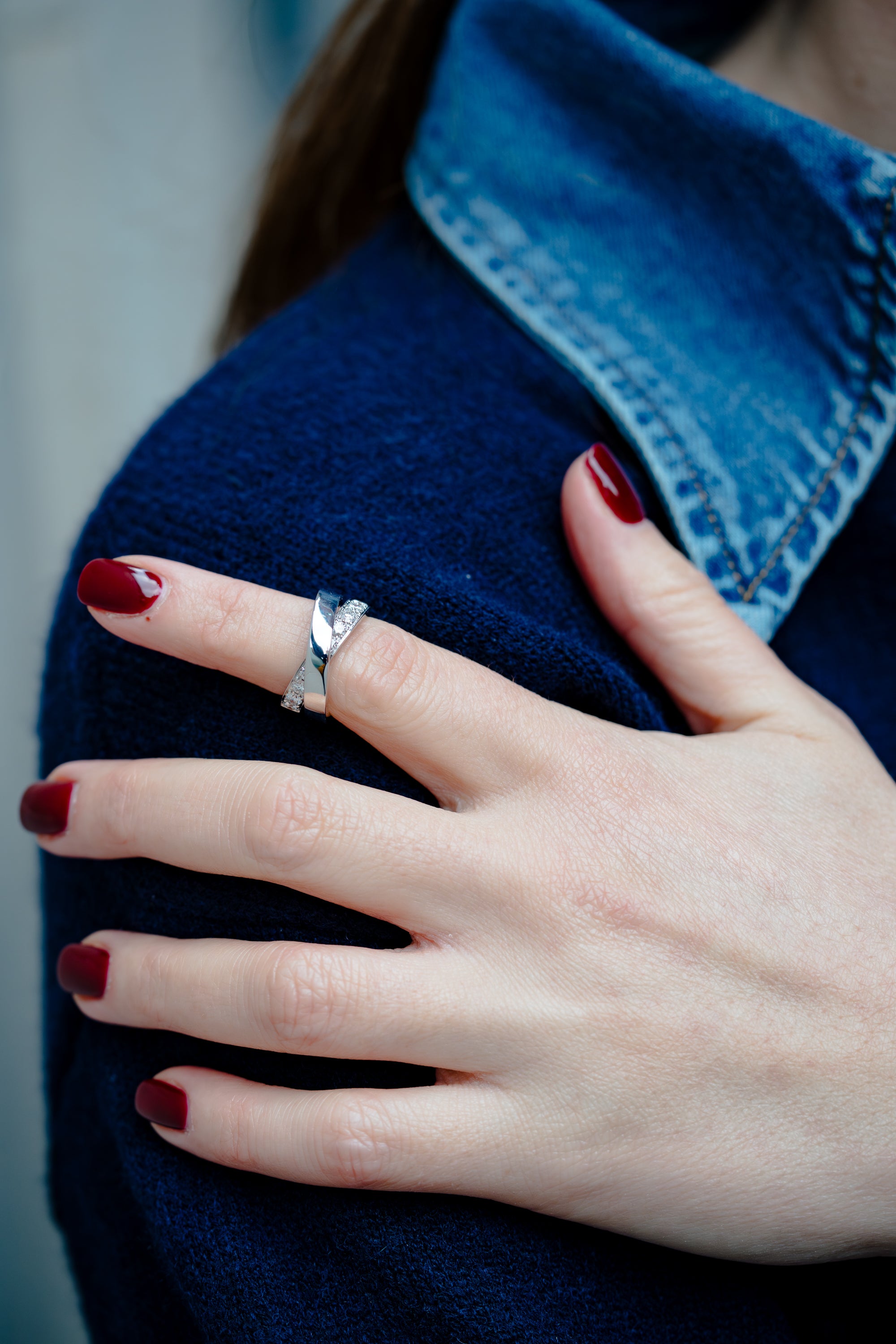 Cartier Nouvelle Vague Diamond Ring | 18k White Gold | Size 52