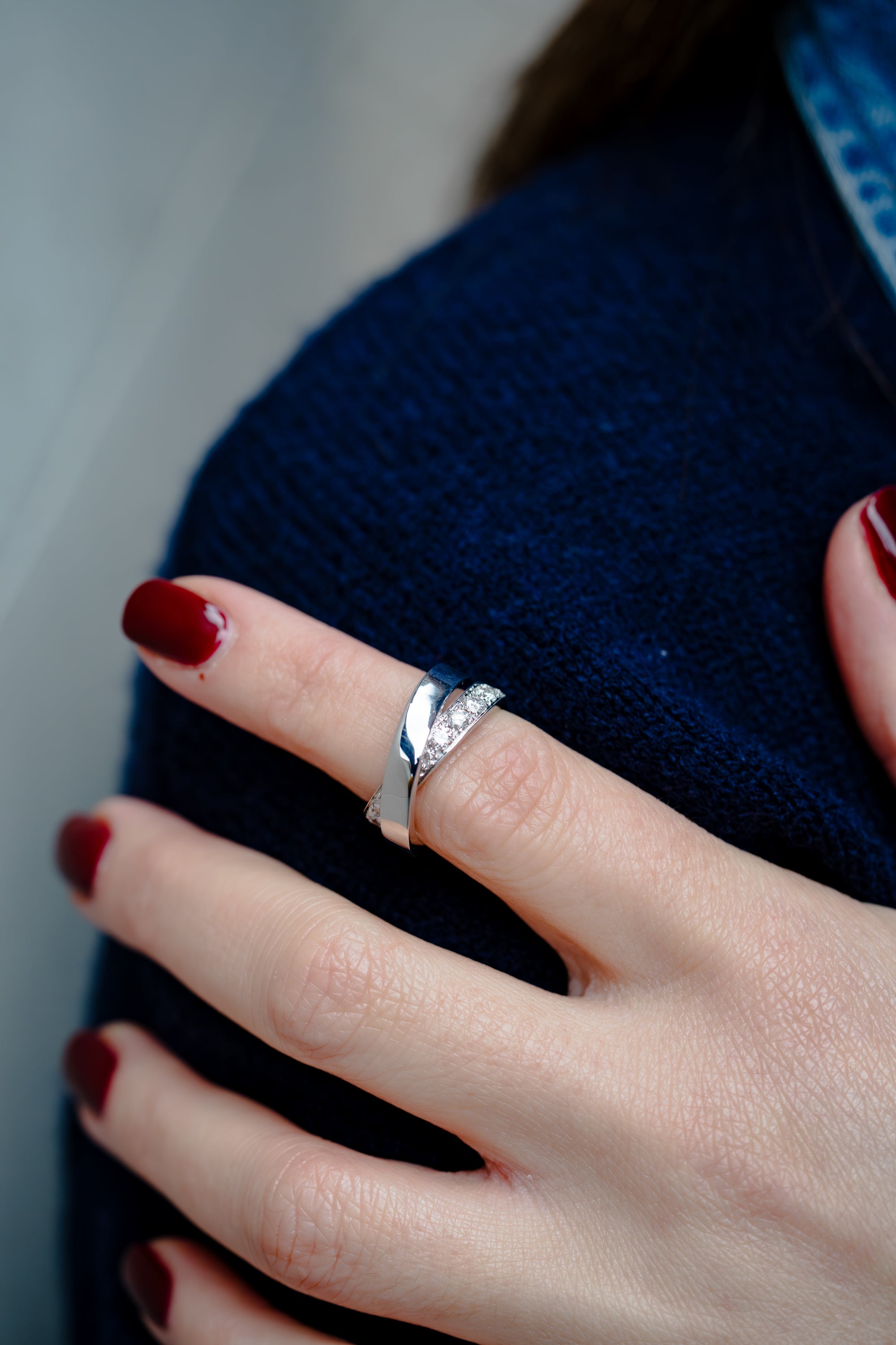 Cartier Nouvelle Vague Diamond Ring | 18k White Gold | Size 52