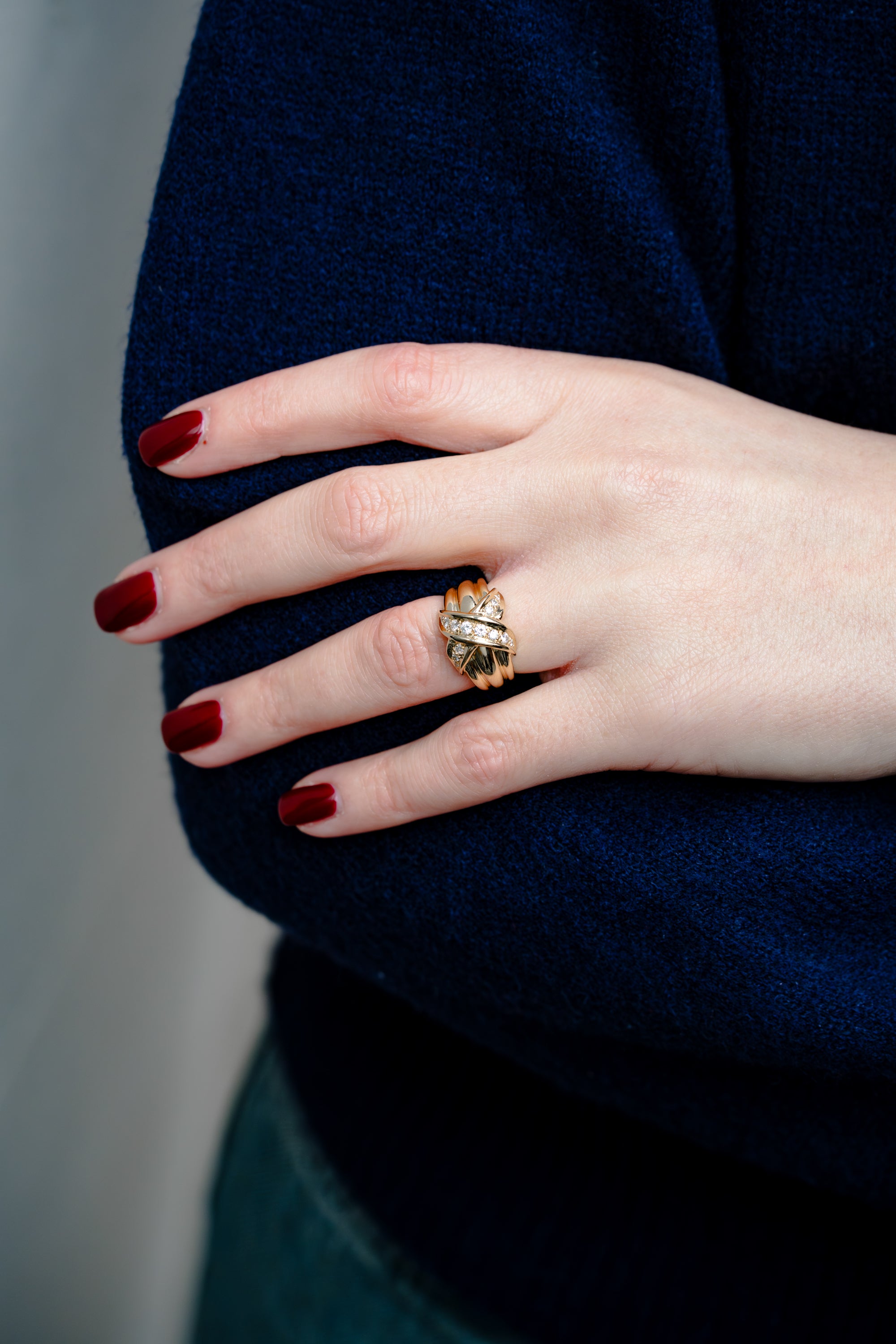 Tiffany Schlumberger Crossover Diamond Ring | 18k Yellow Gold | 1990
