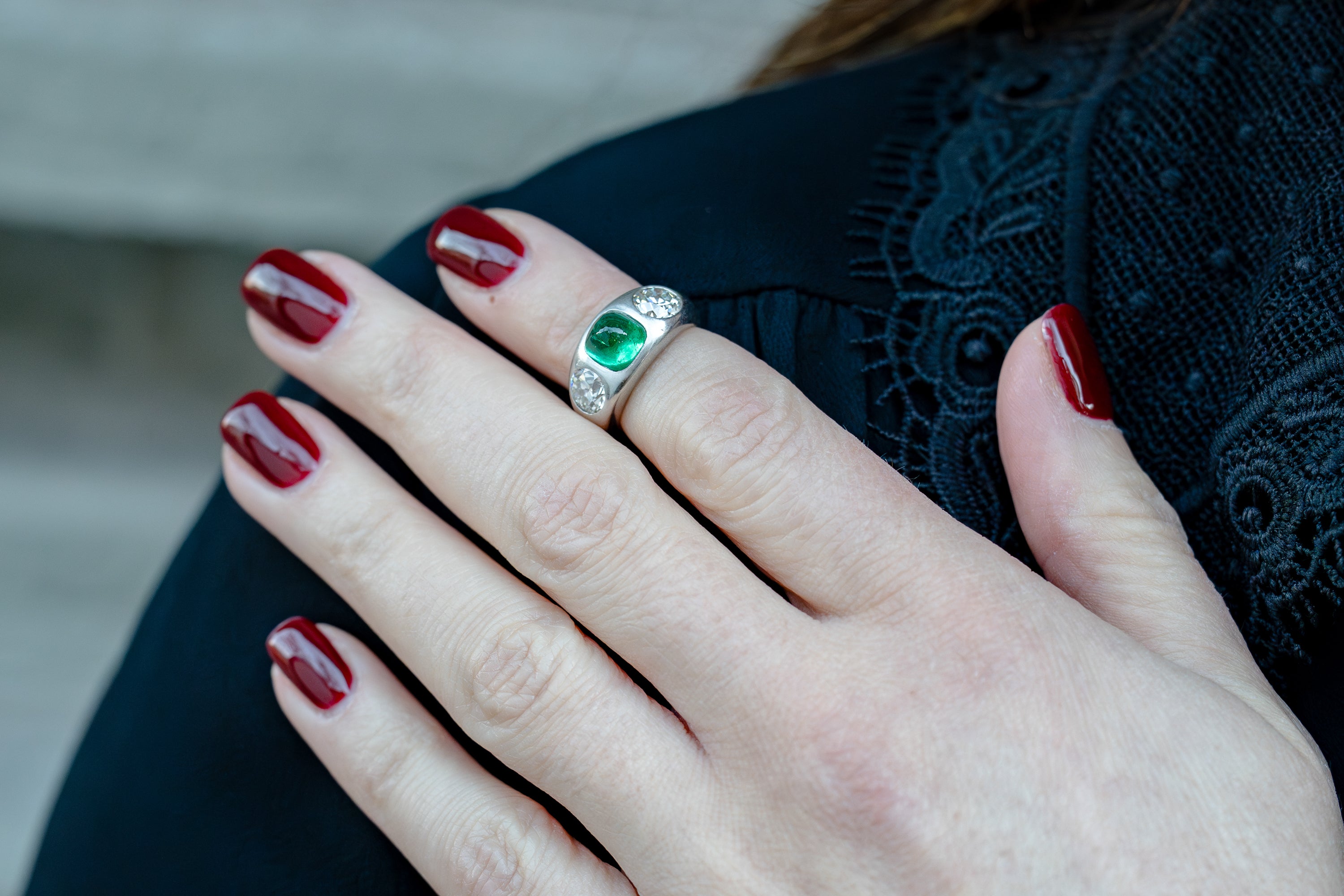 Tiffany & Co. 1920's Colombian Emerald & Diamond Ring | Platinum | Edwardian - Art Deco