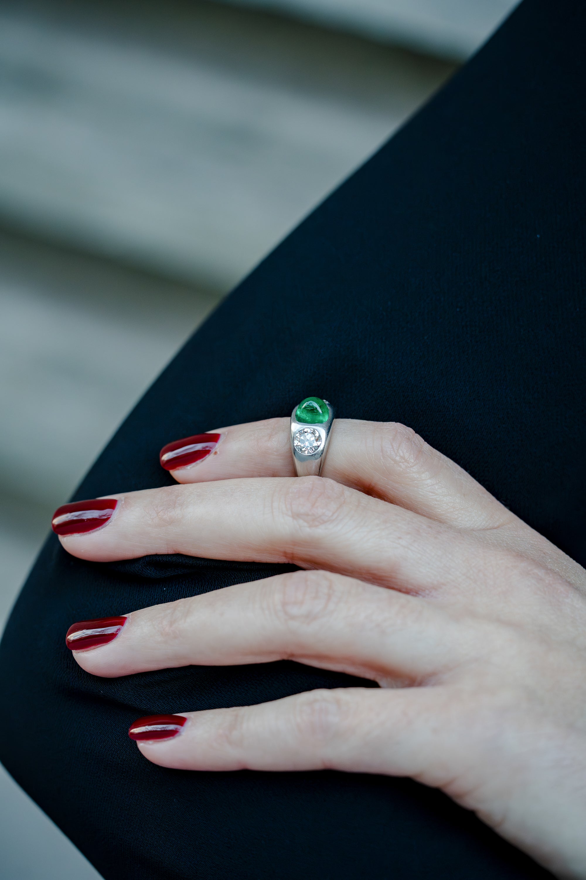 Tiffany & Co. 1920's Colombian Emerald & Diamond Ring | Platinum | Edwardian - Art Deco