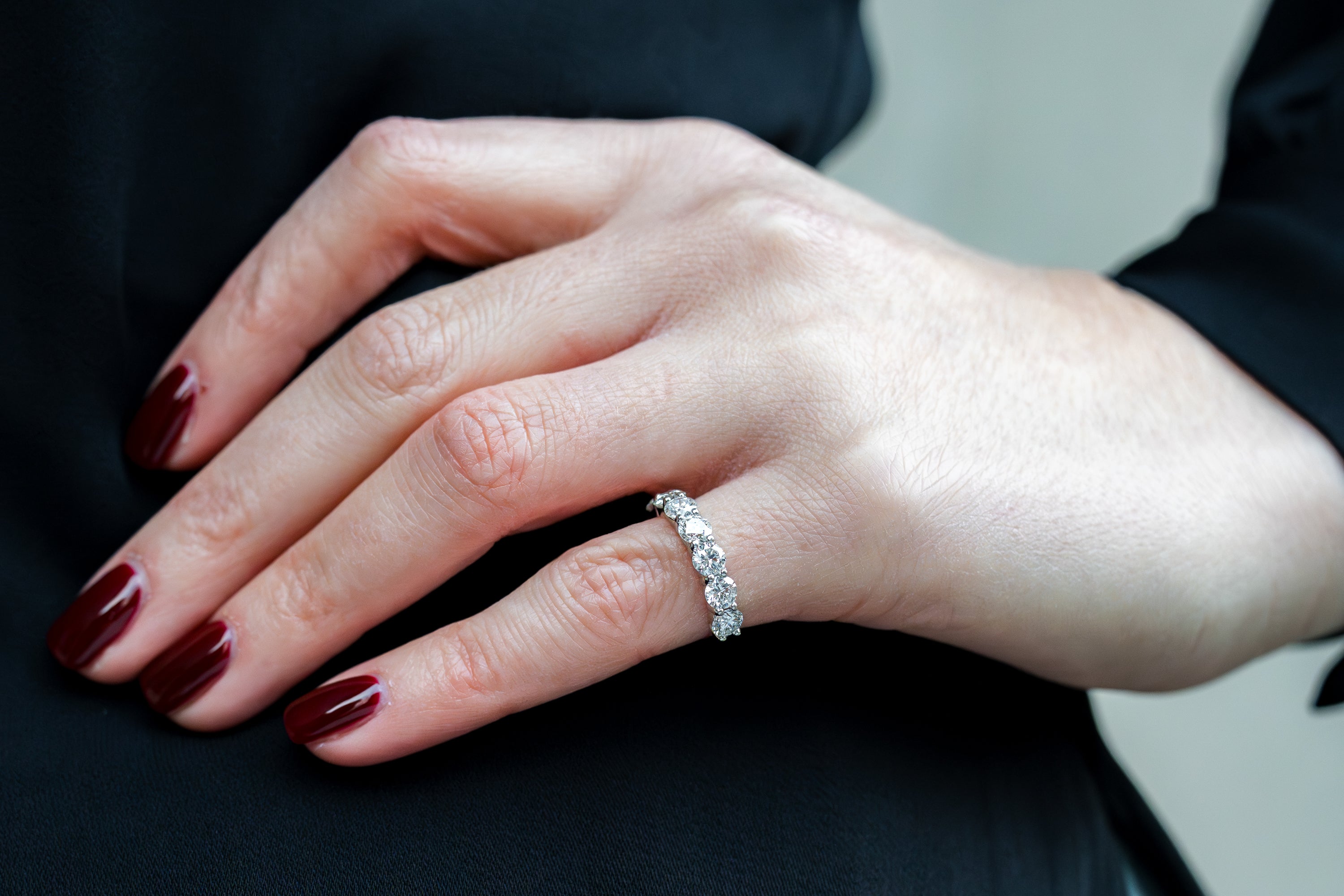 Half-Eternity Diamond Wedding Band Ring | 18k White Gold