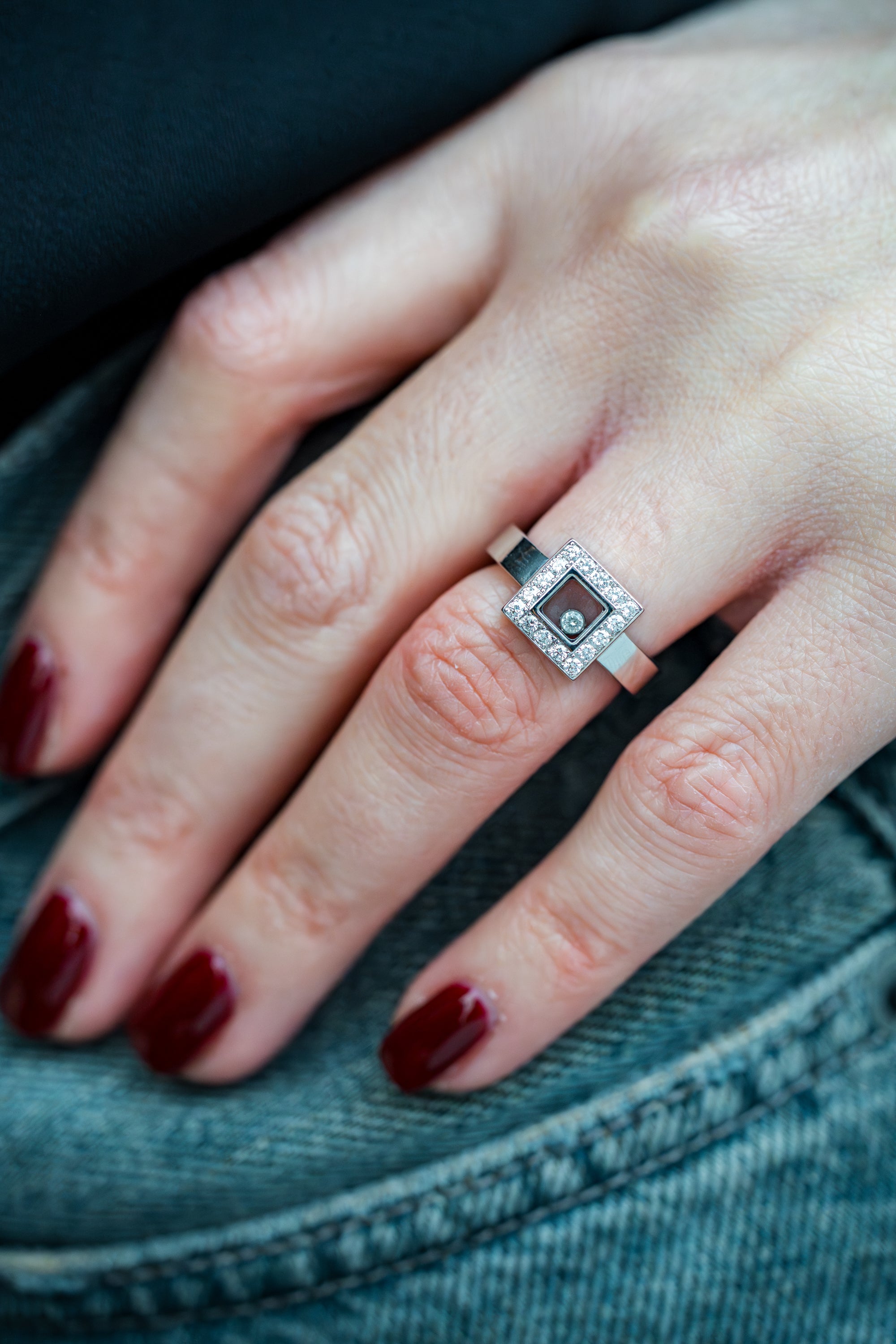 Chopard Happy Diamonds Square Ring | 18k White Gold