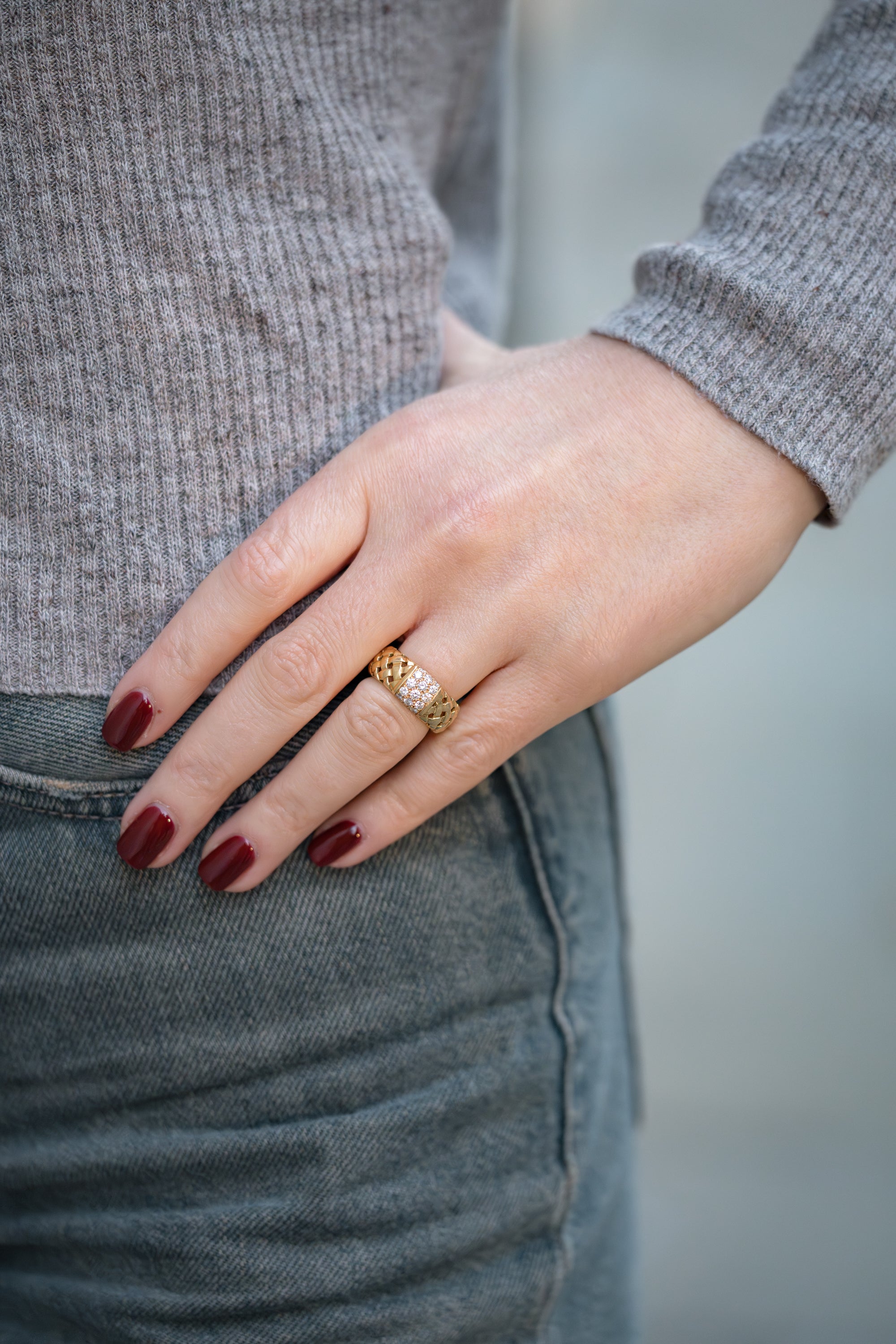 Tiffany Vannerie Basket Weave Diamond Ring | 18k Yellow Gold | 1995