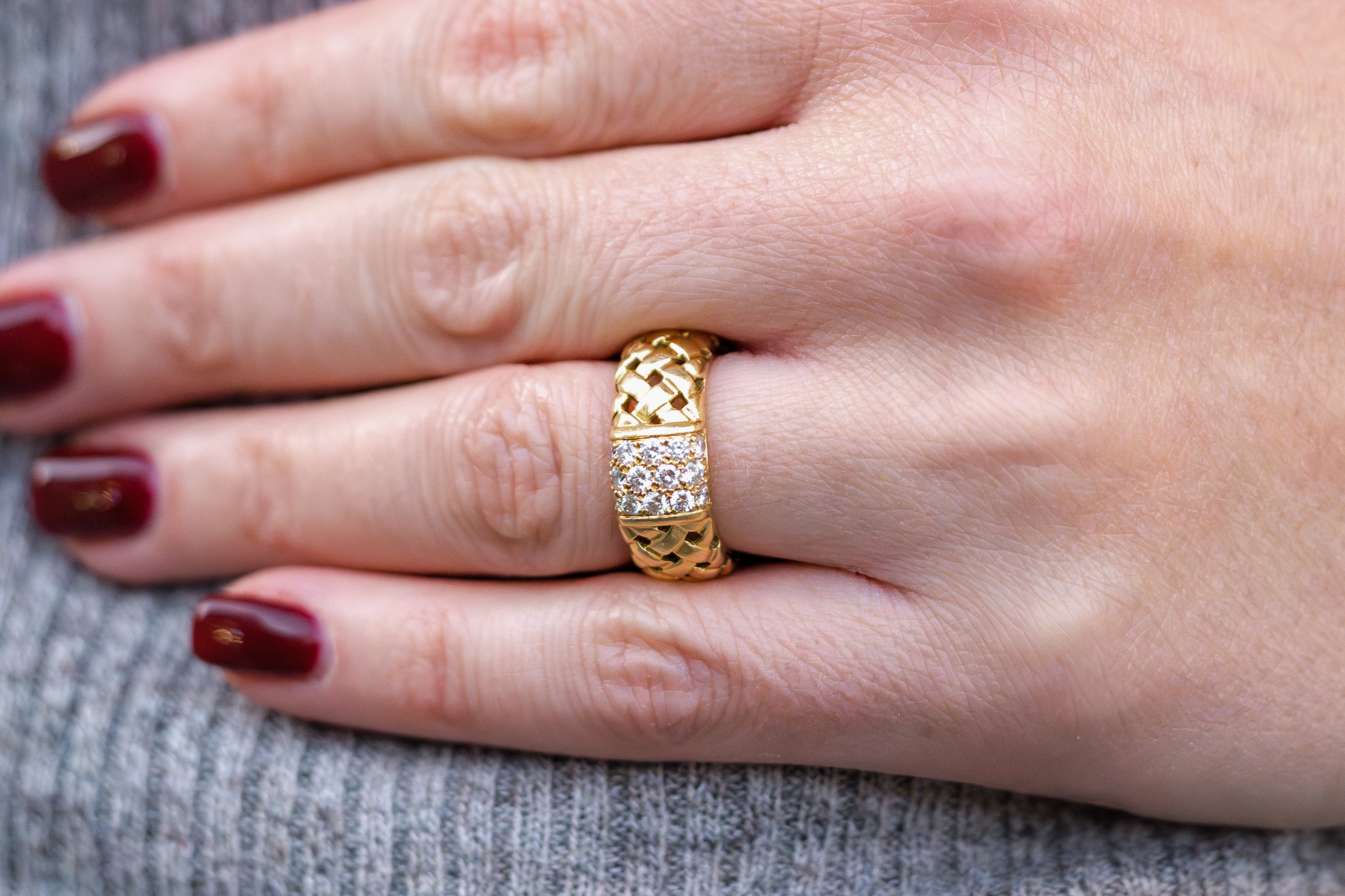 Tiffany Vannerie Basket Weave Diamond Ring | 18k Yellow Gold | 1995
