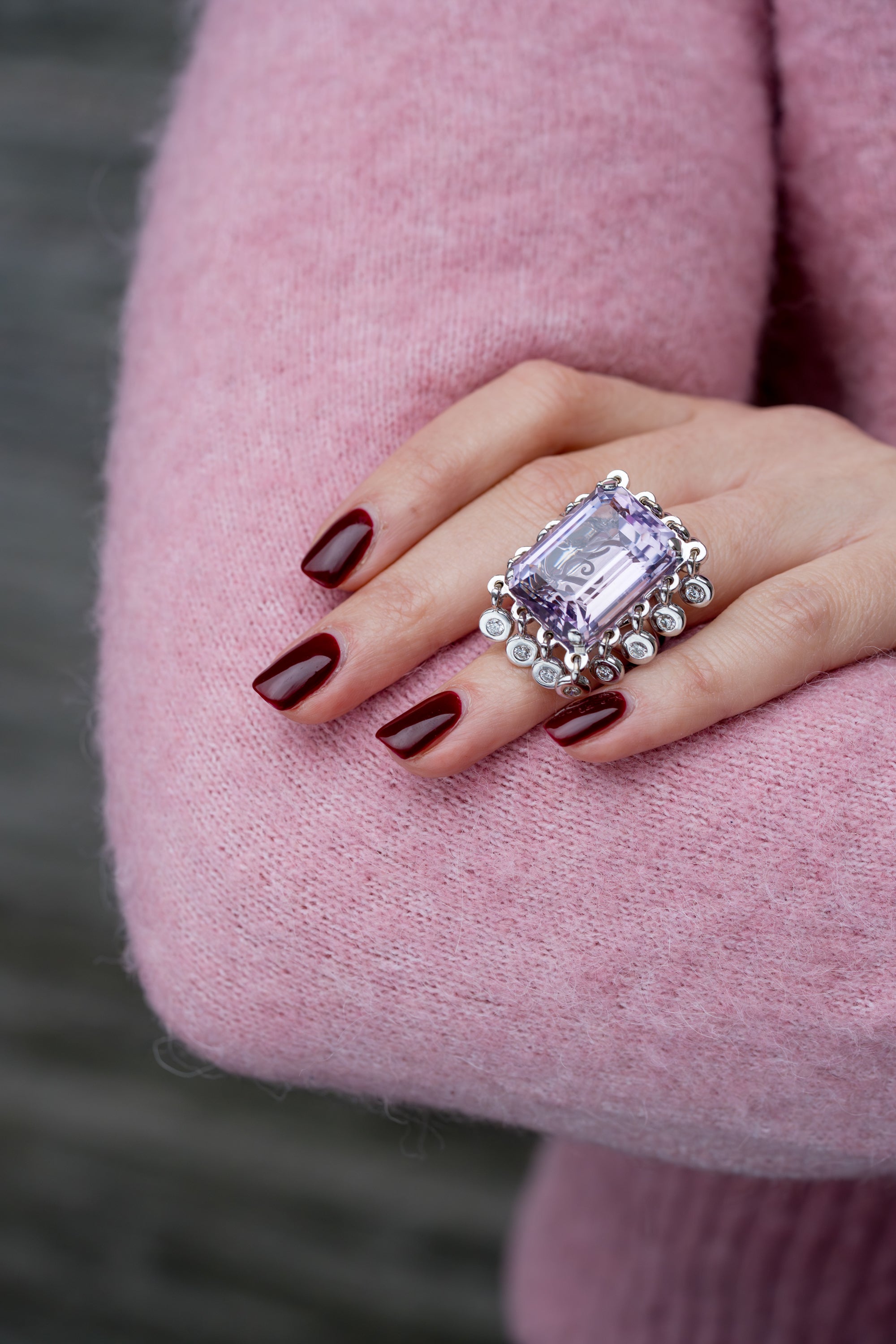 Dior 'Belle des Iles' Amethyst Diamond Cocktail Ring | 18k White Gold