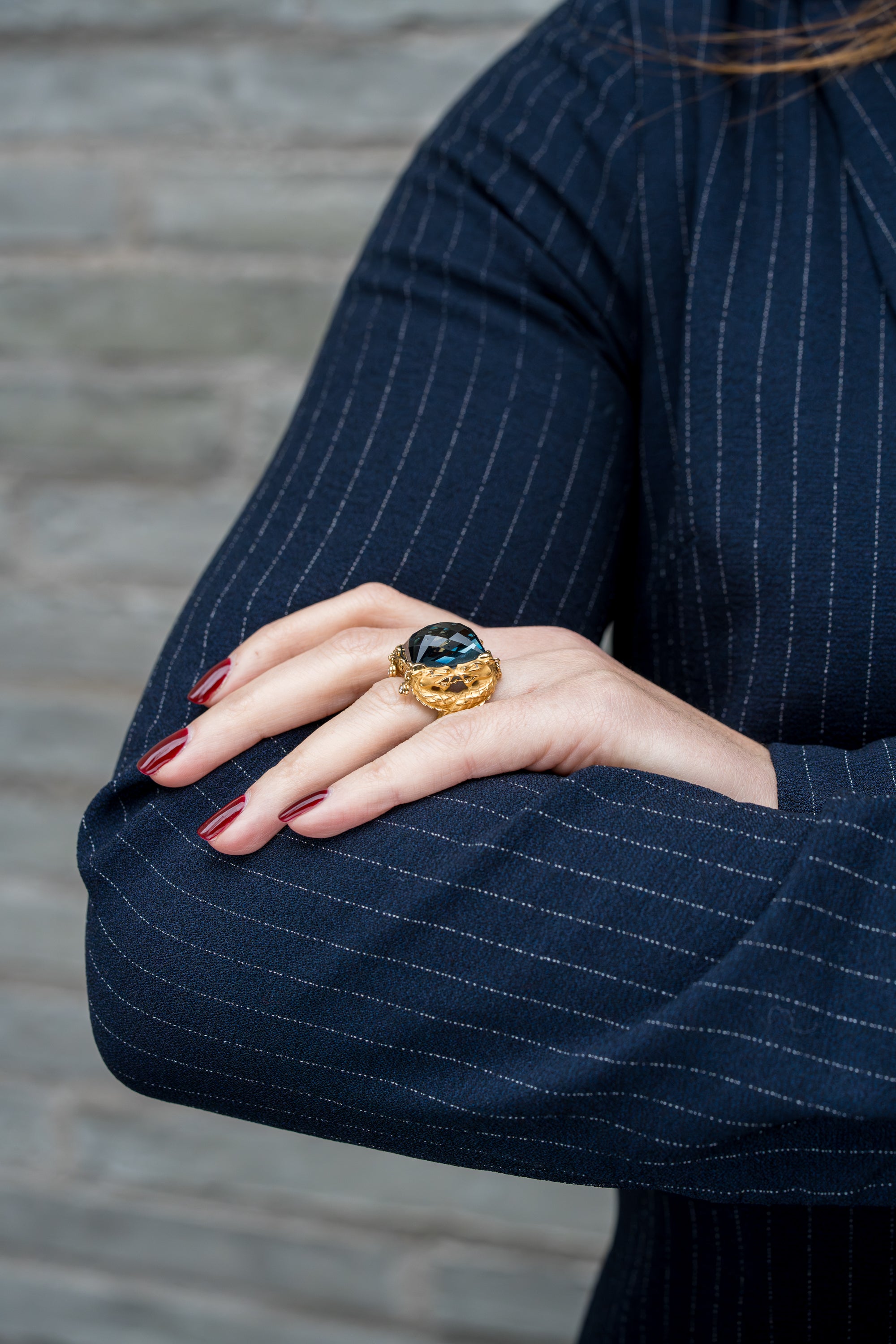 Carrera y Carrera | Nankin Blue Topaz & Diamond Ring | 18k Yellow Gold