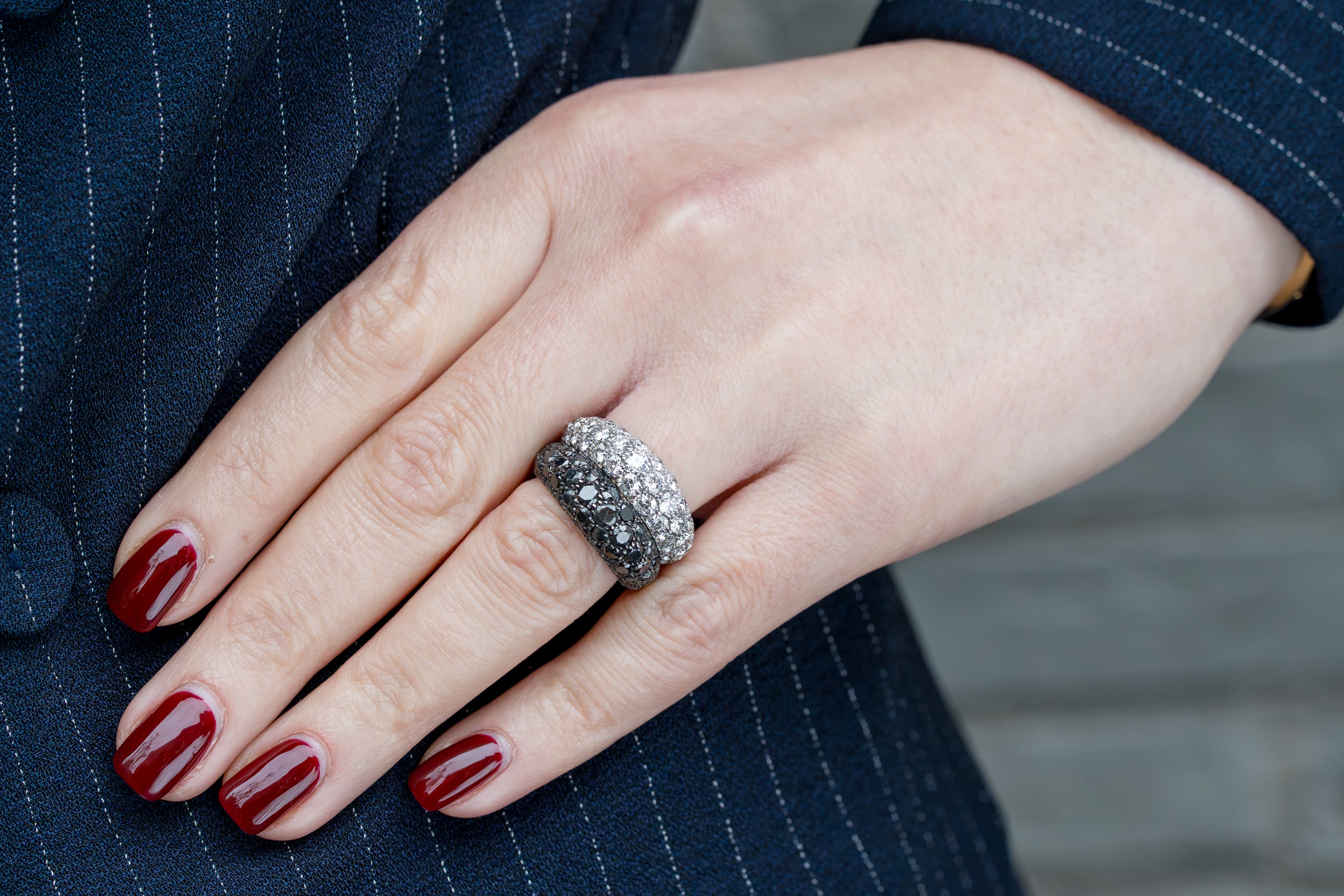 Chopard Black & White Pavé Diamond Ring | 18k White Gold