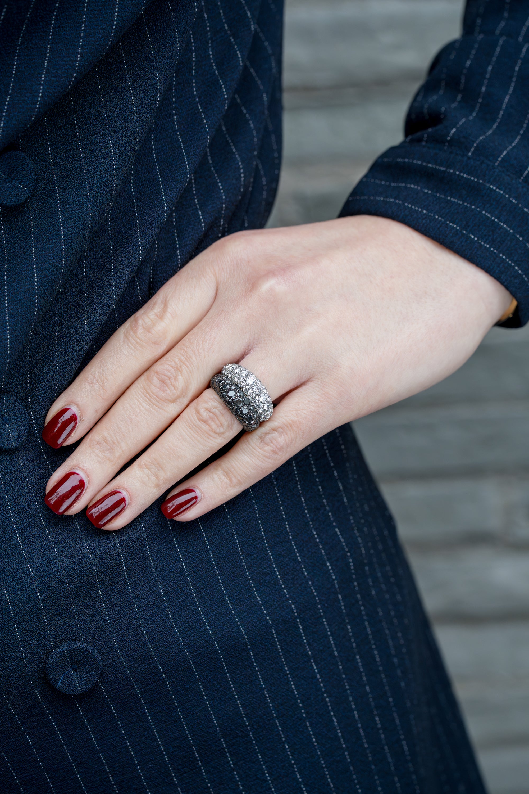 Chopard Black & White Pavé Diamond Ring | 18k White Gold
