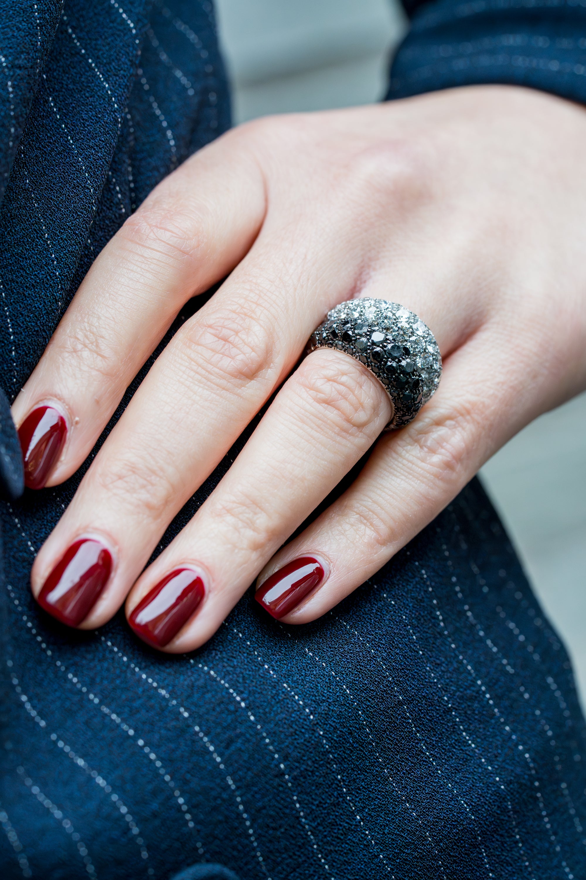 Chopard Black & White Pavé Diamond Ring | 18k White Gold