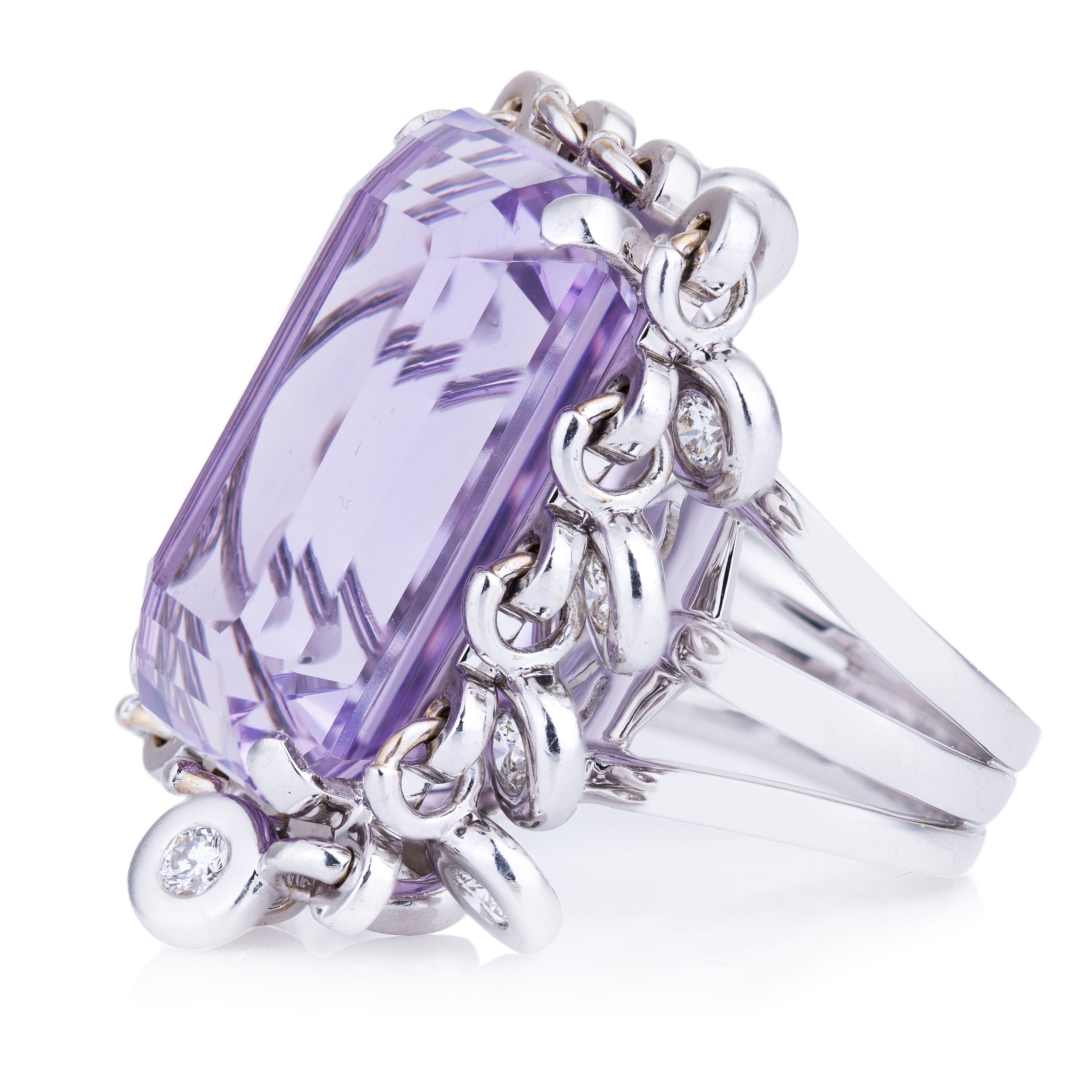 Dior 'Belle des Iles' Amethyst Diamond Cocktail Ring | 18k White Gold