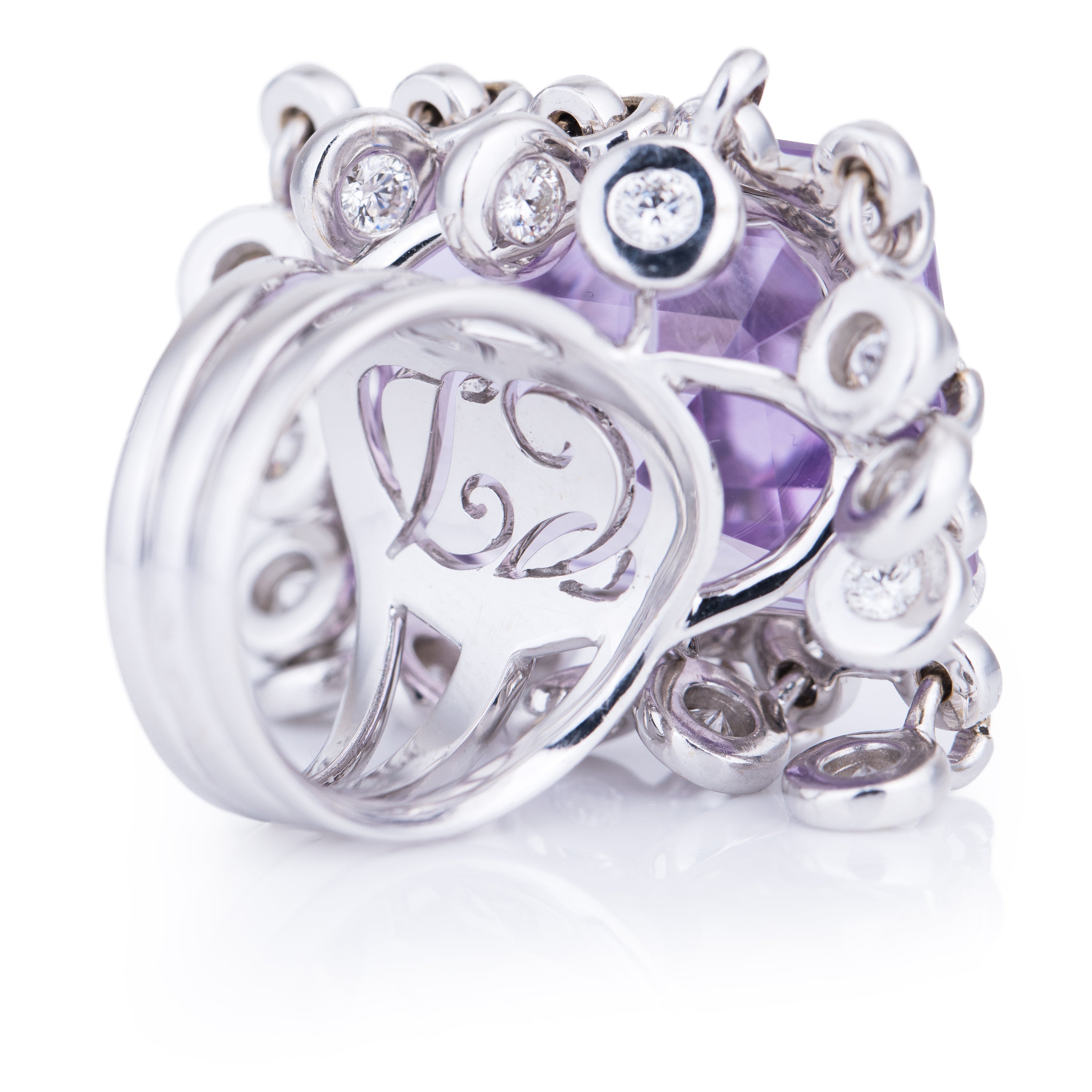 Dior 'Belle des Iles' Amethyst Diamond Cocktail Ring | 18k White Gold